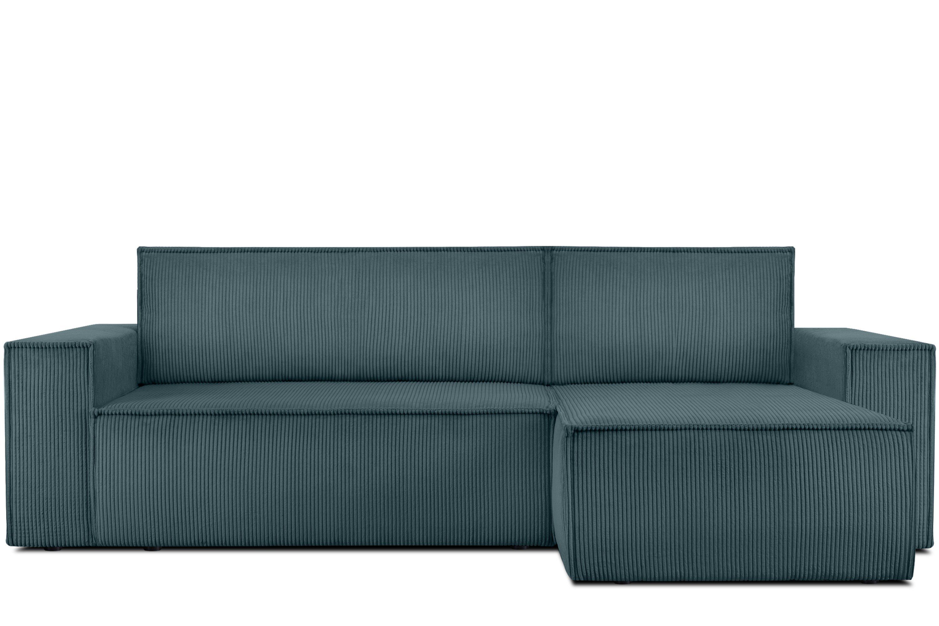 Konsimo Ecksofa NAPI Universal-Ecksofa links EU, mit oder Friendly in in Schlaffunktion, rechts, blau Pet der hergestellt Cord-Stoff