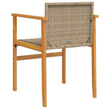 vidaXL Gartenstuhl Gartenstühle 2 Stk. Beige Poly Rattan und Massivholz (1 St)