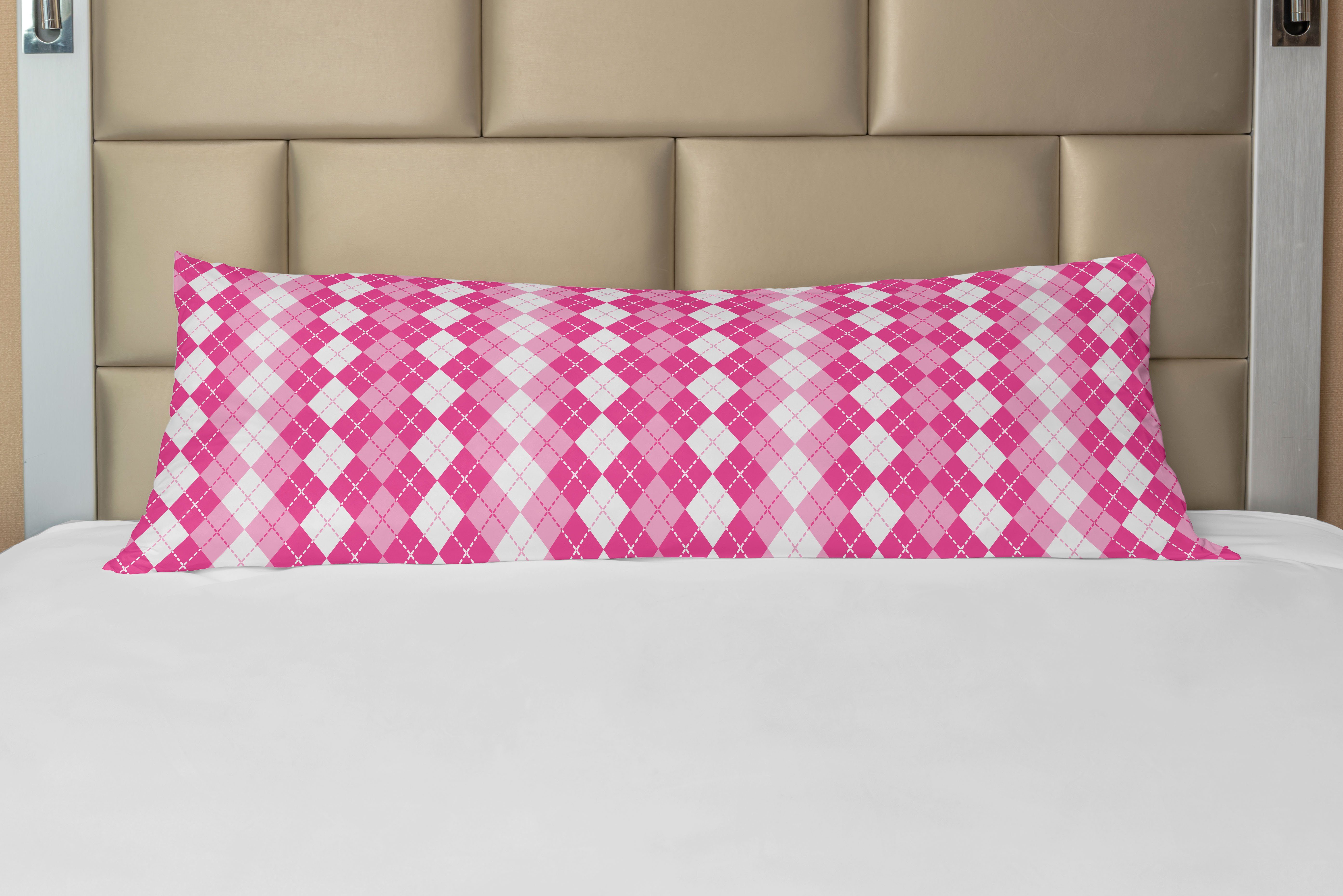und Pink Deko-Akzent Weiß Kissenbezug, traditionelle Argyle Langer Seitenschläferkissenbezug Abakuhaus,
