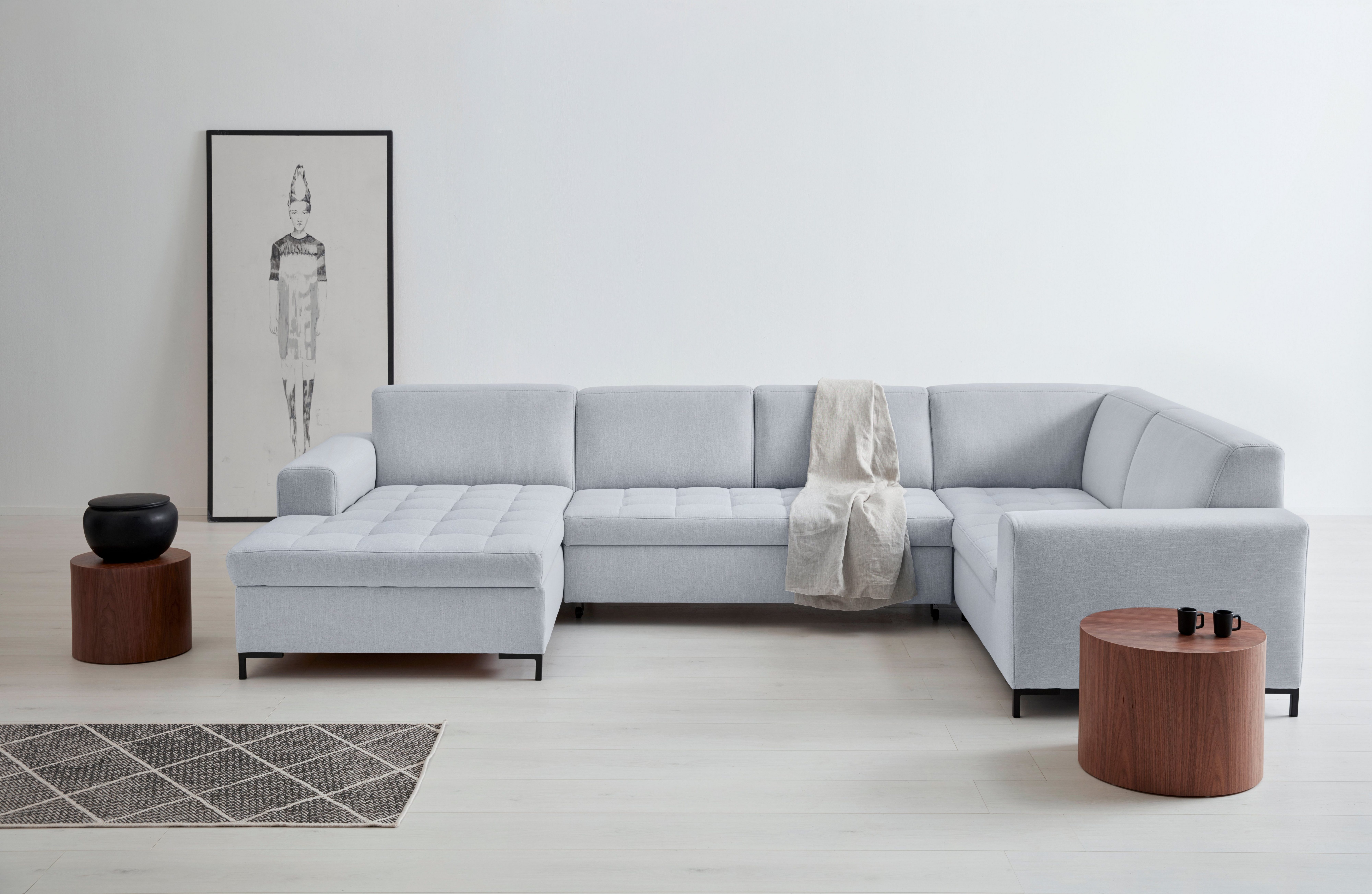 OTTO home Wohnlandschaft Grazzo, aktuelle Steppung im Sitz, viel Platz, U-Form, Breite 332cm, hochwertige Stoffe aus recyceltem Material, Steppung im Sitzbereich