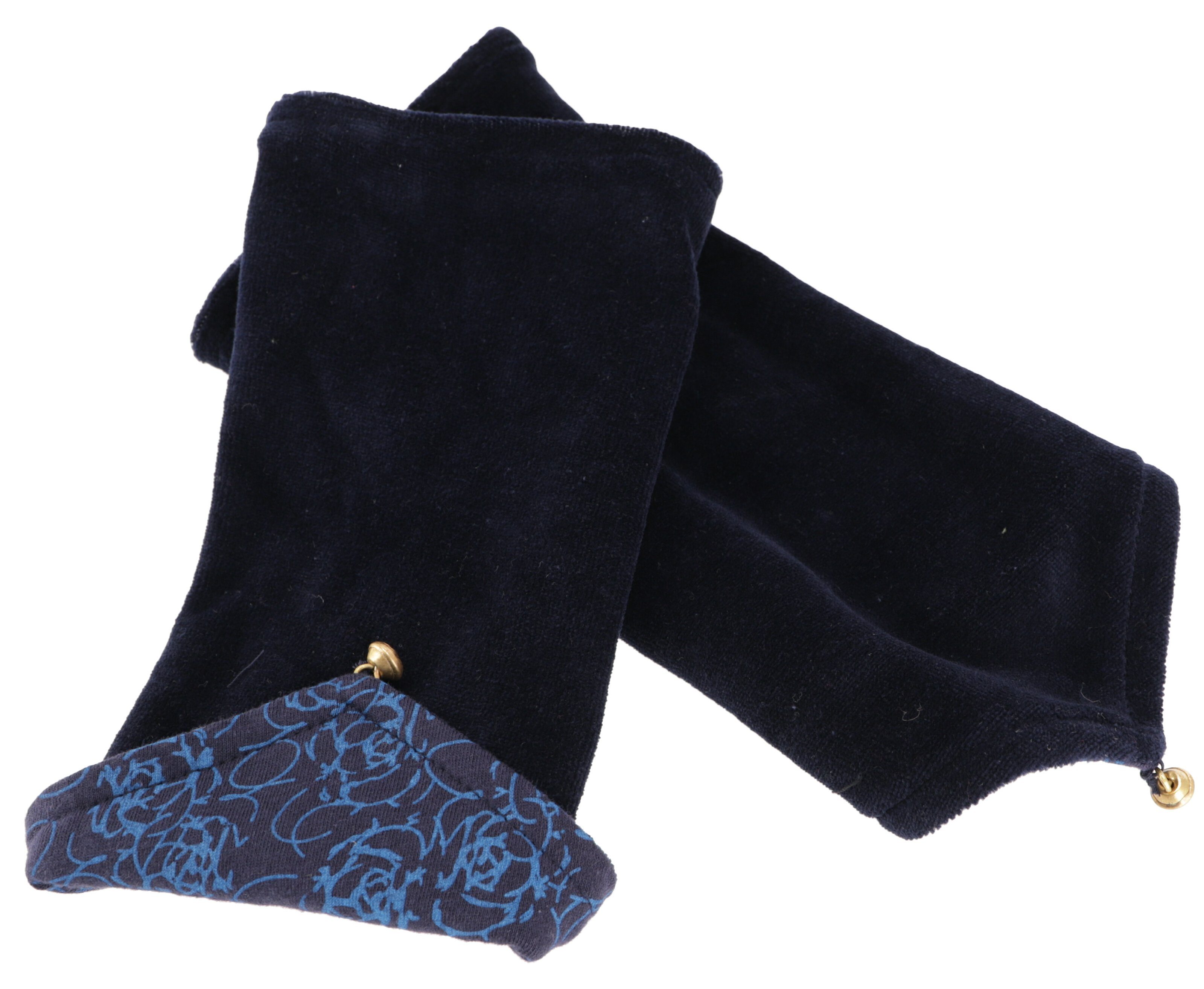 Guru-Shop Strickhandschuhe Handstulpen aus Samtstoff, dunkelblau/blau Wendestulpen