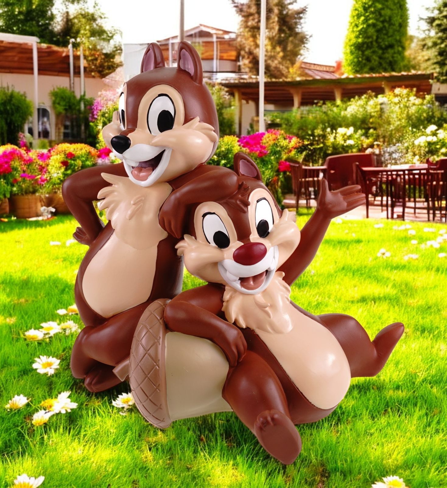 Disney Gartenfigur Chip und Chap 33cm Wetterfest Disney Dekoration In und Outdoor