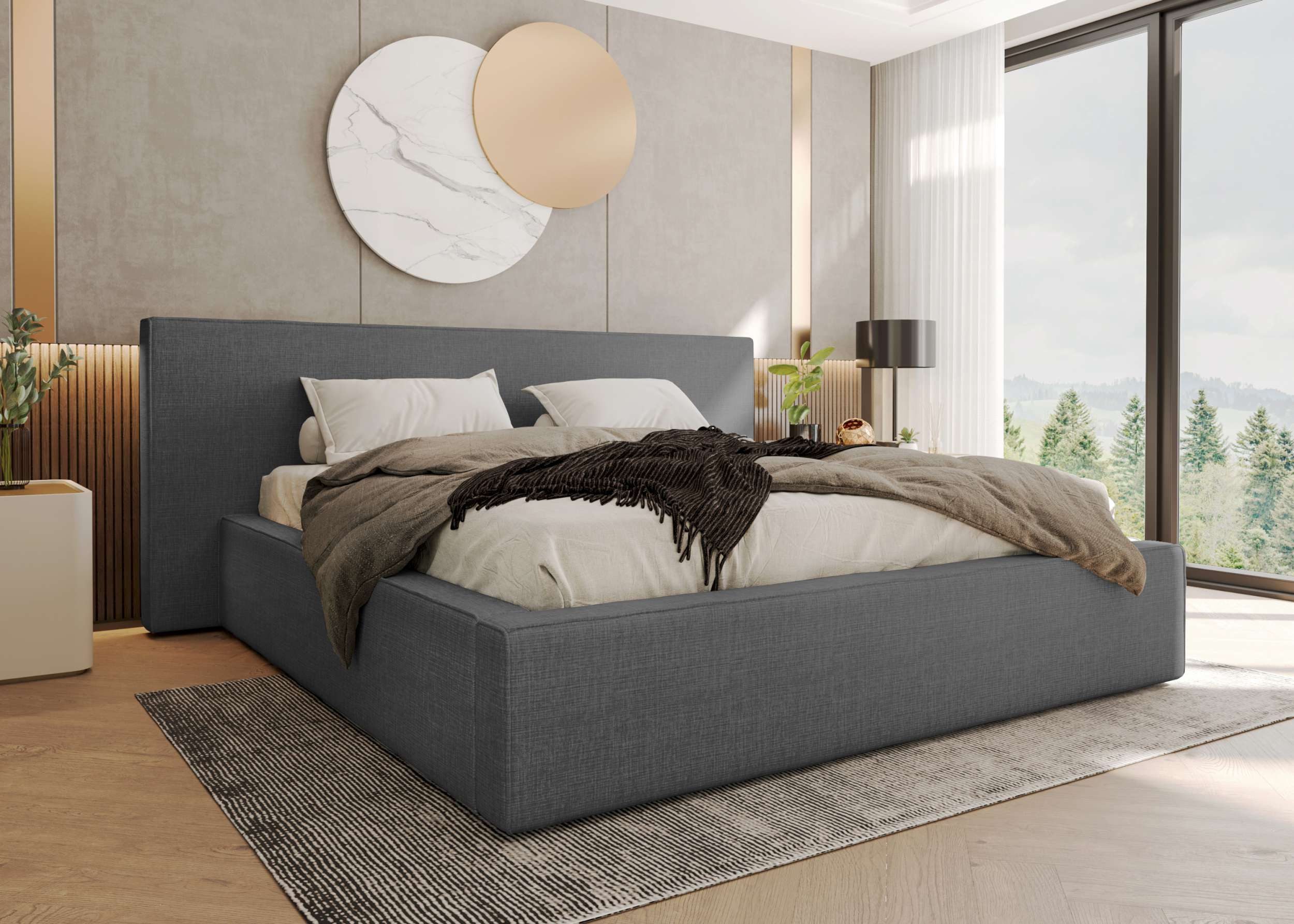 99rooms Polsterbett Tivio (Schlafzimmerbett, Polsterbett), 140–200x200 cm, Velours VOSS, mit Lattenrost & Bettkasten