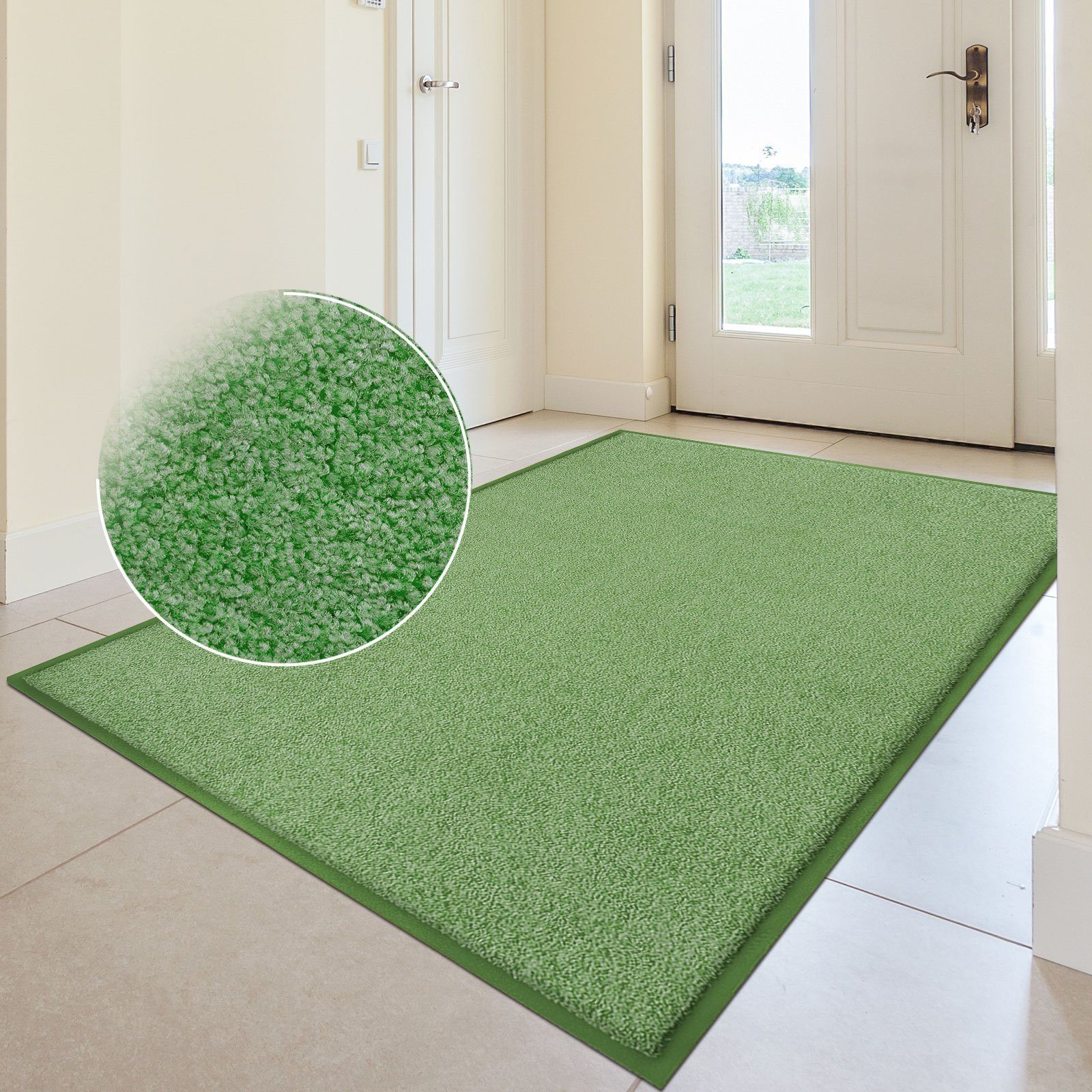 Fußmatte SKY Color Grün, Erhältlich in 2 Größen, Sauberlaufmatte, SKY Schmutzfangmatten, rechteckig, Höhe: 3.9 mm, mit farblich abgestimmtem Gummirand