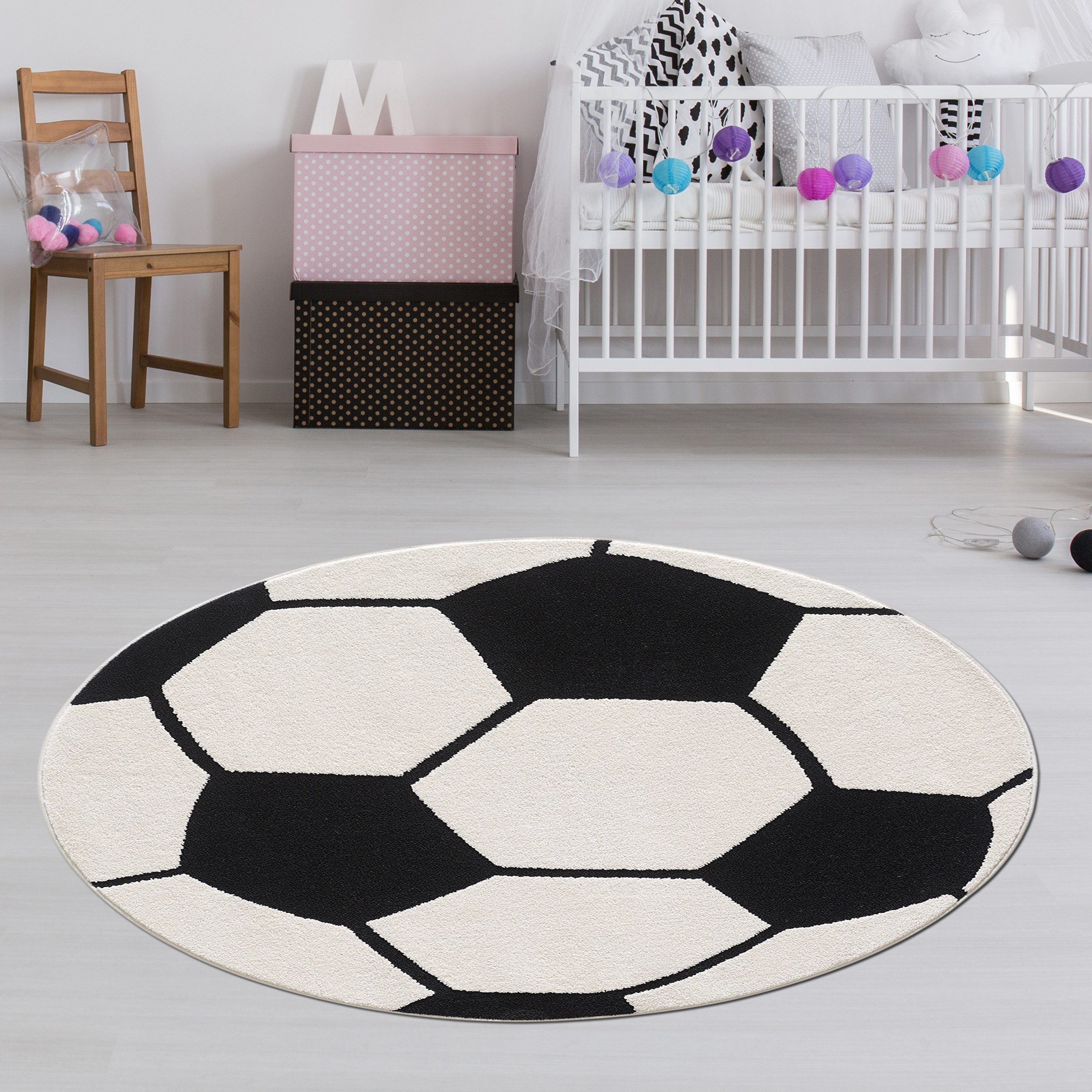 TeppichHome24 Kinderteppich Fußballteppich rund Weich & robust für Kinderzi günstig online kaufen