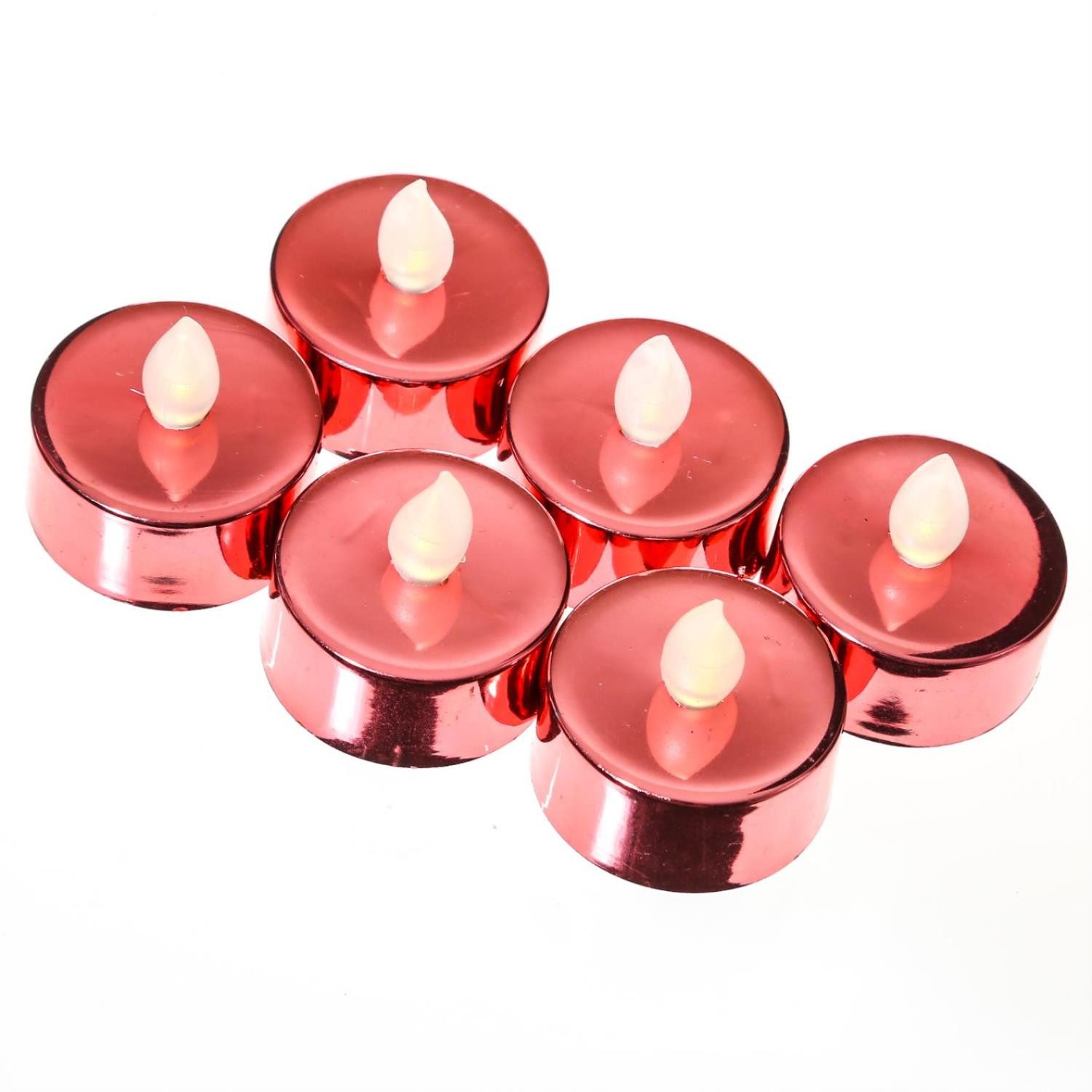 MARELIDA LED-Kerze LED Teelichter flackernd flammenlos mit Batterien D: 3,8cm rosa 6St. (6-tlg)