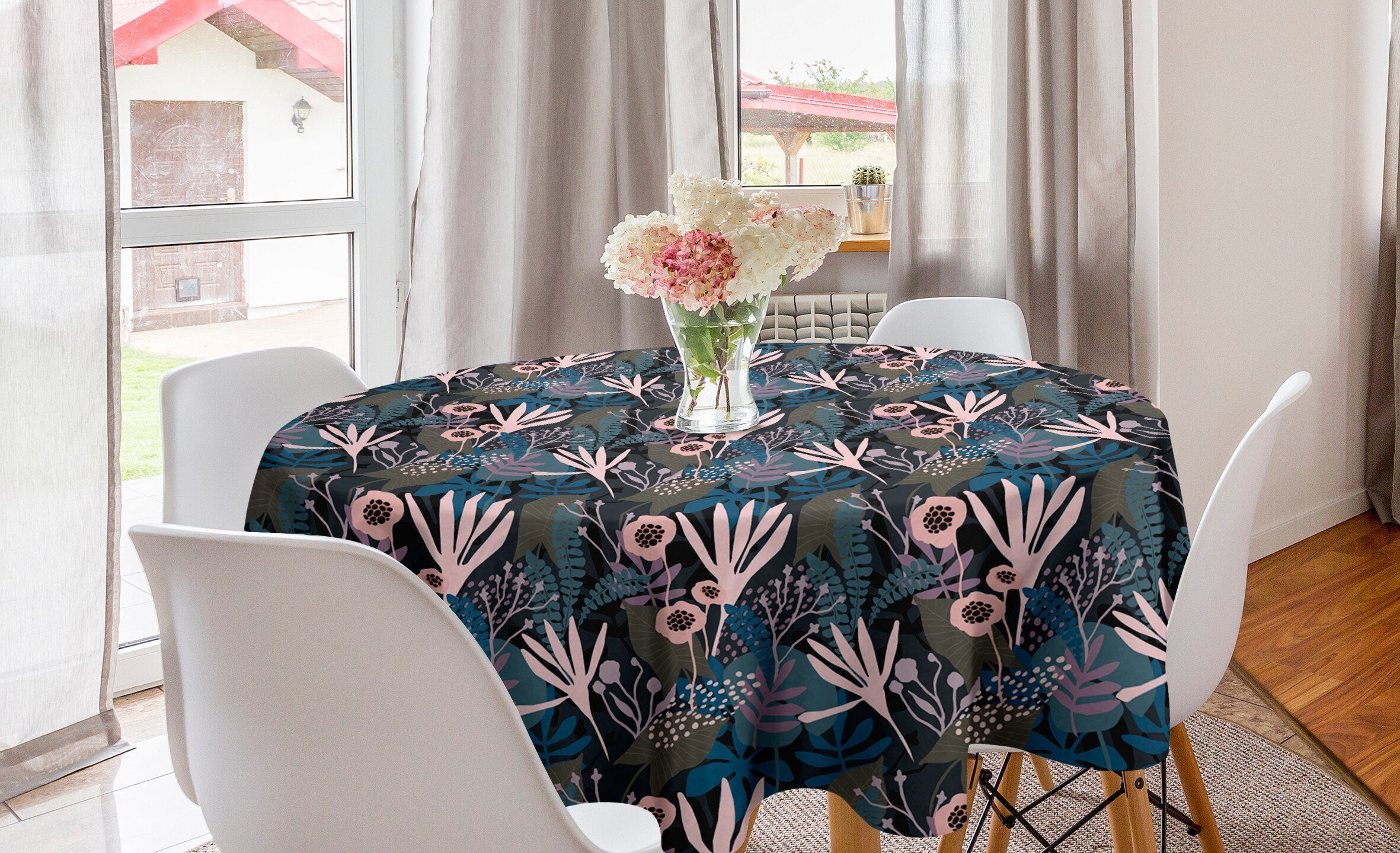 Natur Küche für Kreis Blumen Esszimmer Dekoration, Tischdecke Abdeckung Tropical Tischdecke Abstrakt Abakuhaus