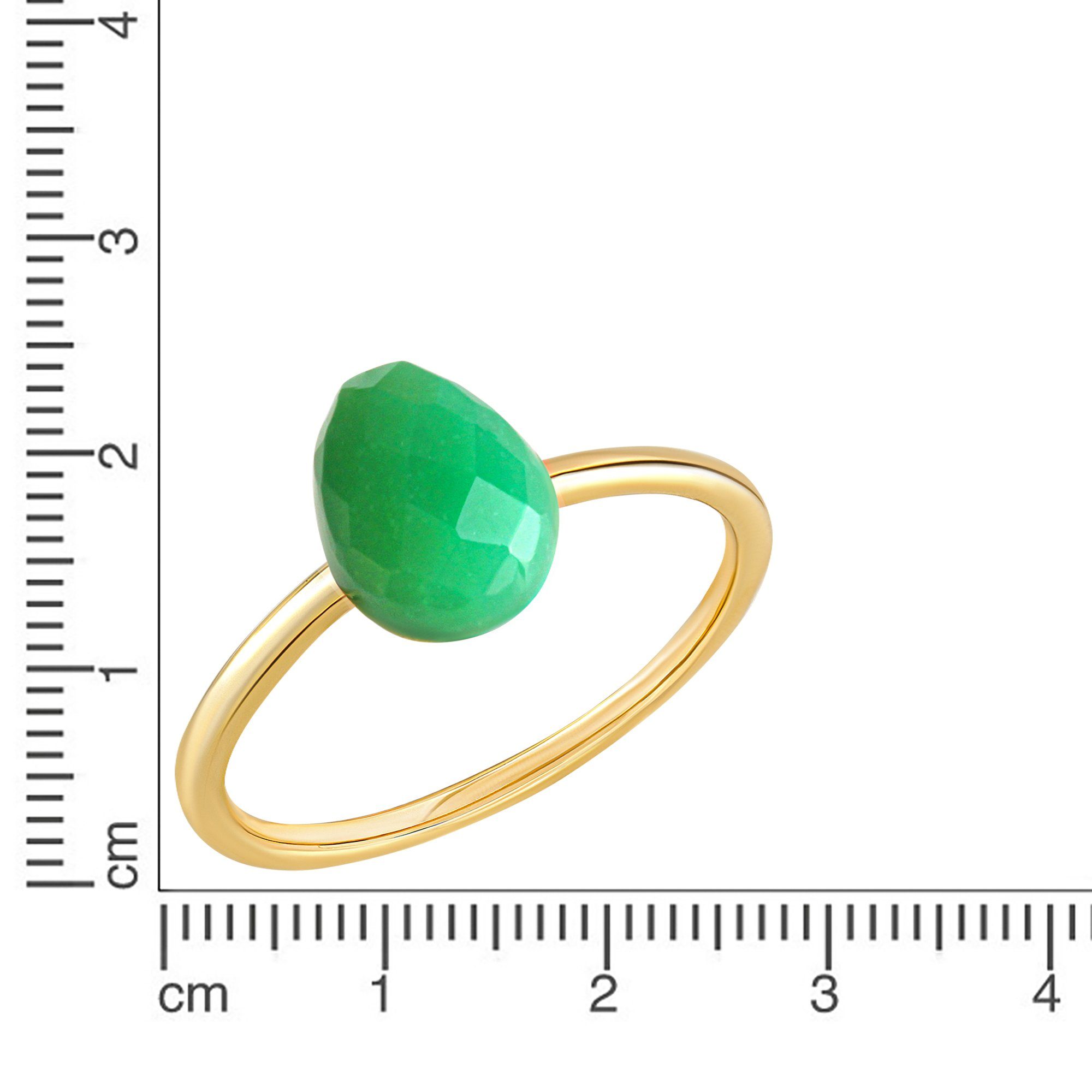 Jamelli Fingerring Silber 925 vergoldet mit echtem Chrysopras 8x6mm günstig online kaufen