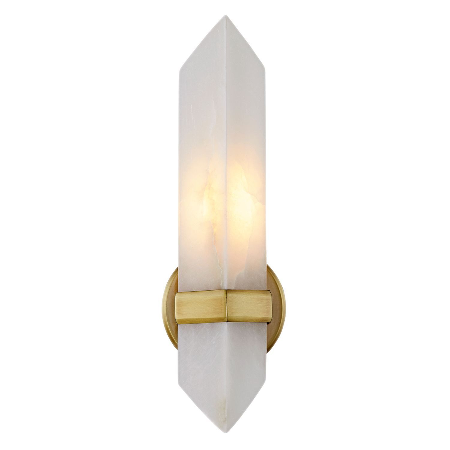 Licht-Erlebnisse Wandleuchte JORVIN, ohne Leuchtmittel, Alabaster Metall 38.1 cm hoch in Messing Antik Weiß E27 Vintage