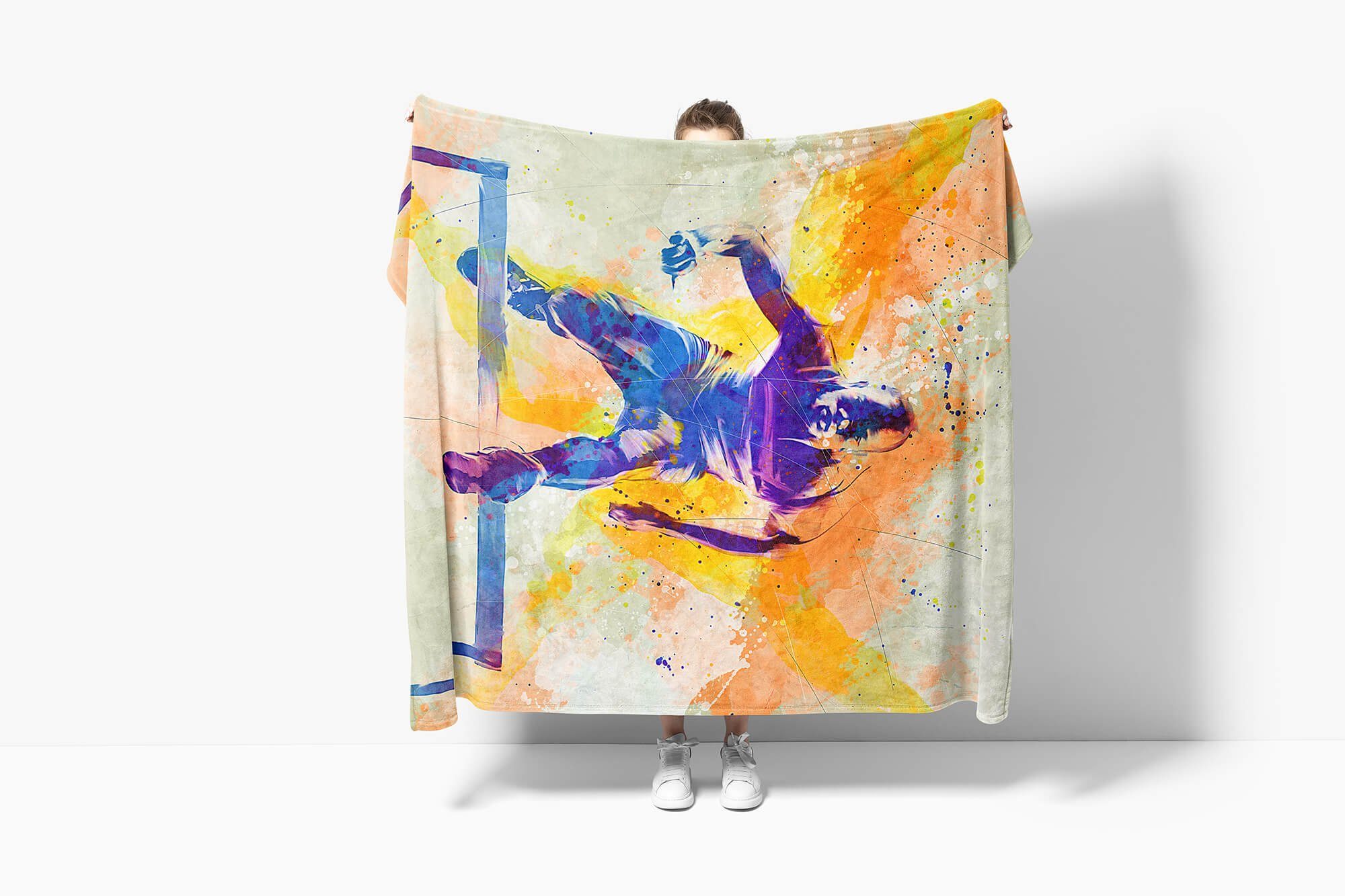 Kunstvoll Handtücher Art Sport Hürdenlauf SplashArt Sp, Saunatuch Handtuch II Sinus Kuscheldecke Baumwolle-Polyester-Mix Strandhandtuch (1-St), Handtuch