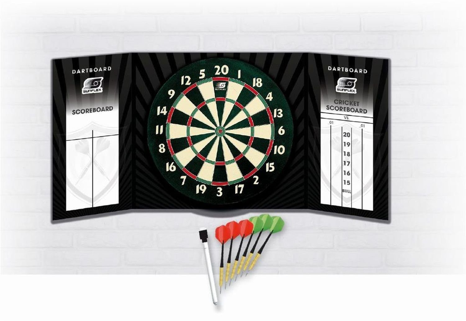 Sunflex Dartscheibe Papierdartscheibe All in one, Dartboard Dart Board Scheibe Darts