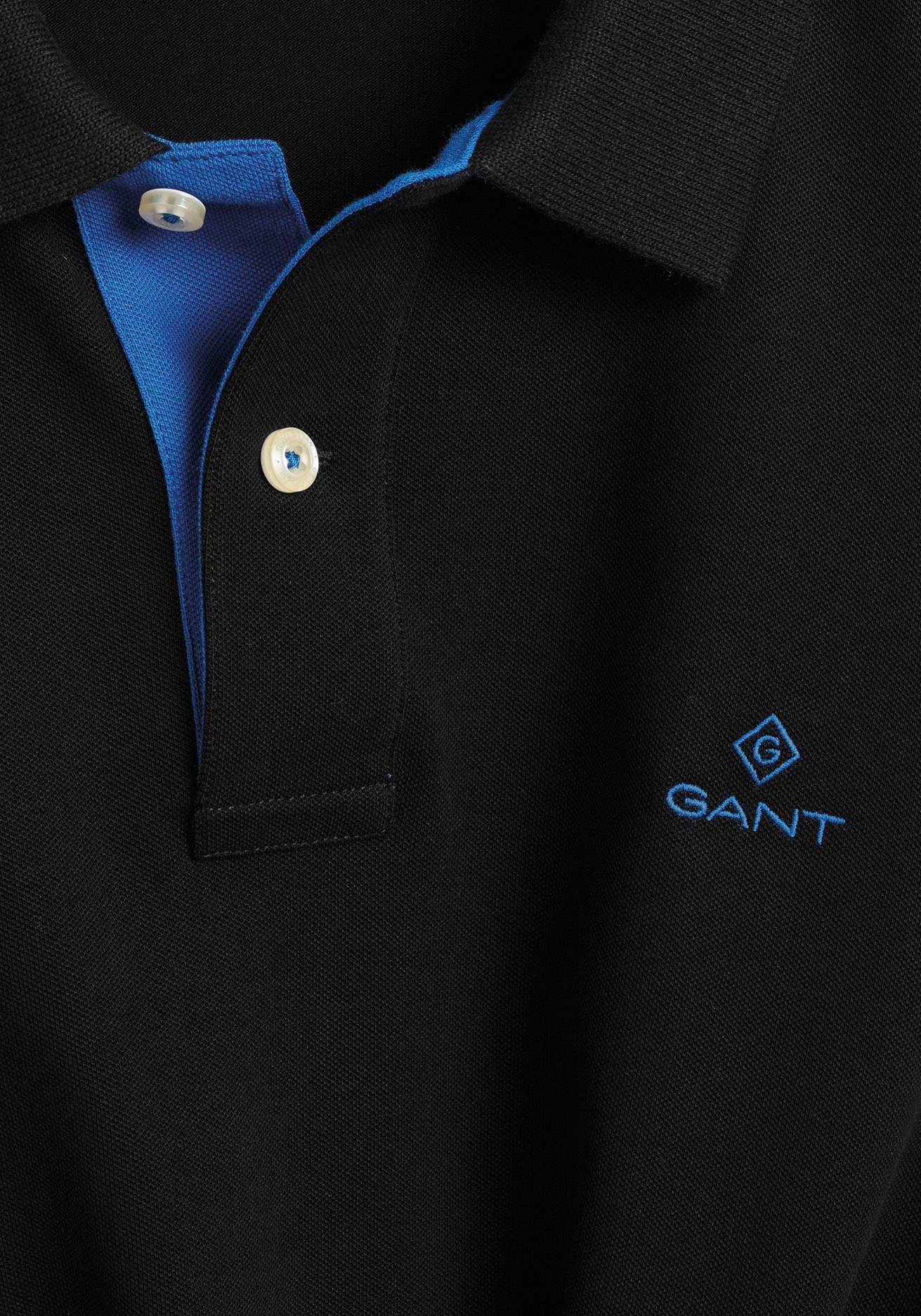 Gant black Poloshirt COLLAR Elasthan PIQUE durch formstabil CONTRAST RUGGER, SS