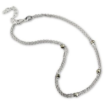SilberDream Fußkette mit Anhänger SilberDream Perlen Fußkette Damen grau (Fußkette), Damen Fußkette Pyrit-Perlen aus 925 Sterling Silber, Farbe: grau, silb
