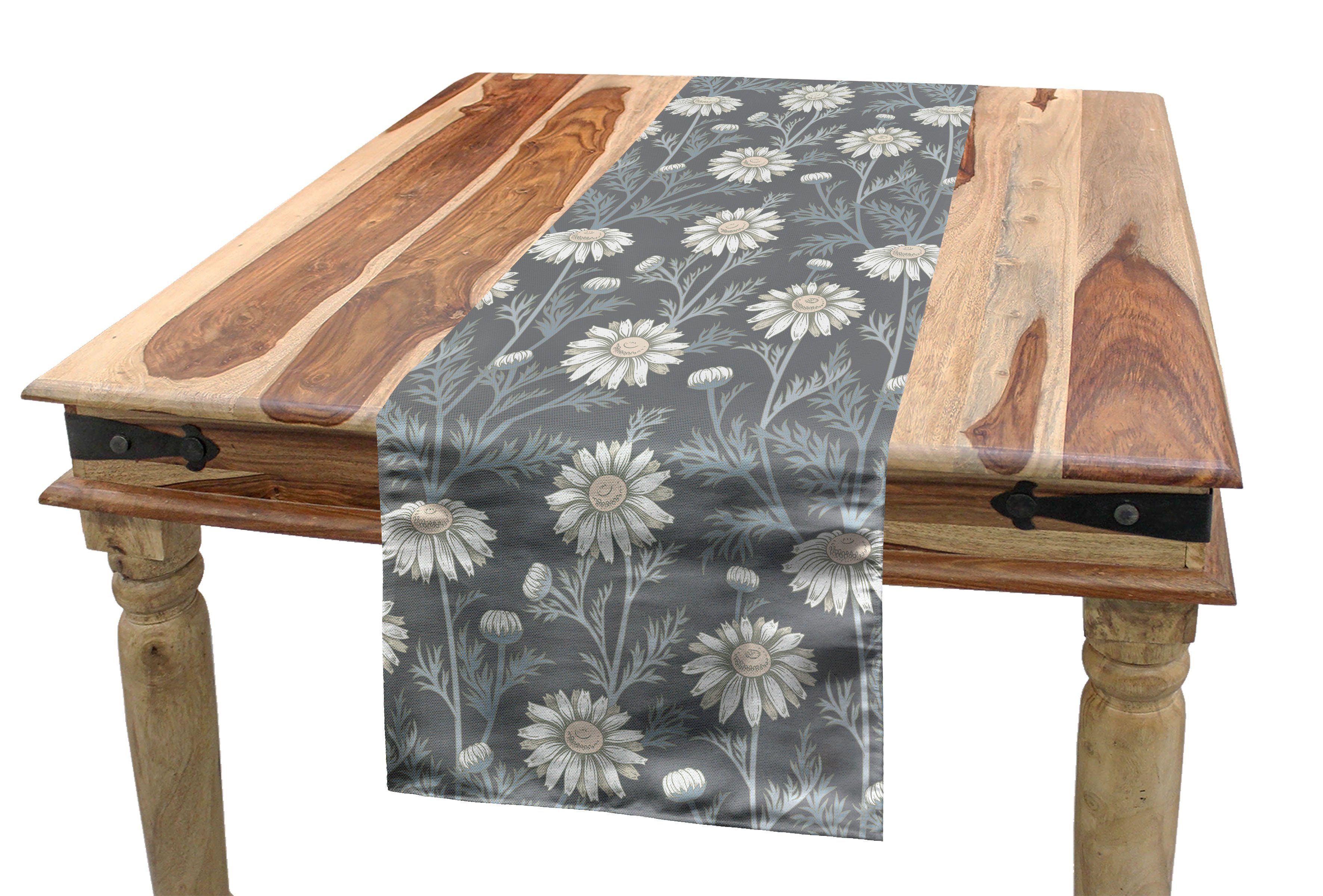 Abakuhaus Tischläufer Esszimmer Küche Rechteckiger Dekorativer Tischläufer, Blumen Gänseblümchen-Blumenblätter im Garten