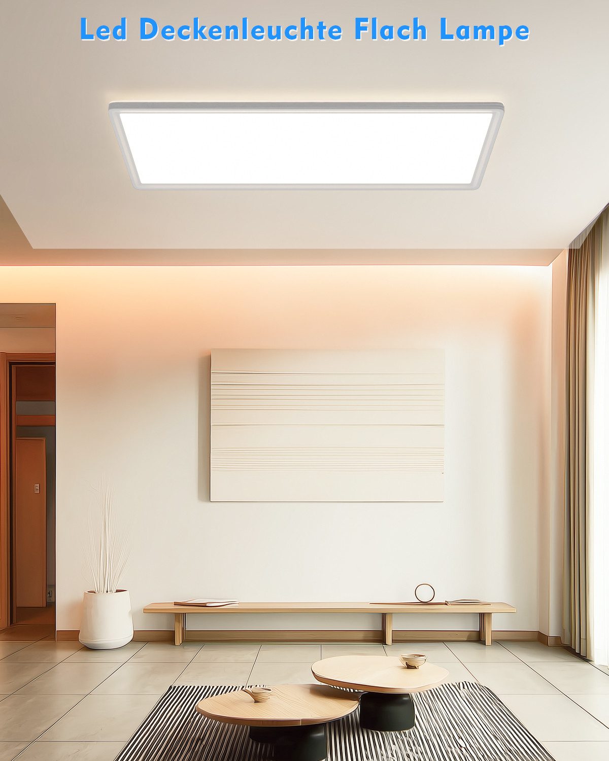 Lujasi LED Deckenleuchte Deckenlampe, 24W 2400LM LED Panel Flach 58 x 20 x 2,47cm, tageslichtlampe decke, LED, Neutralweiß, Rechteckige, Energieeffizient & langlebig 4000K für Schlafzimmer Wohnzimmer Küche
