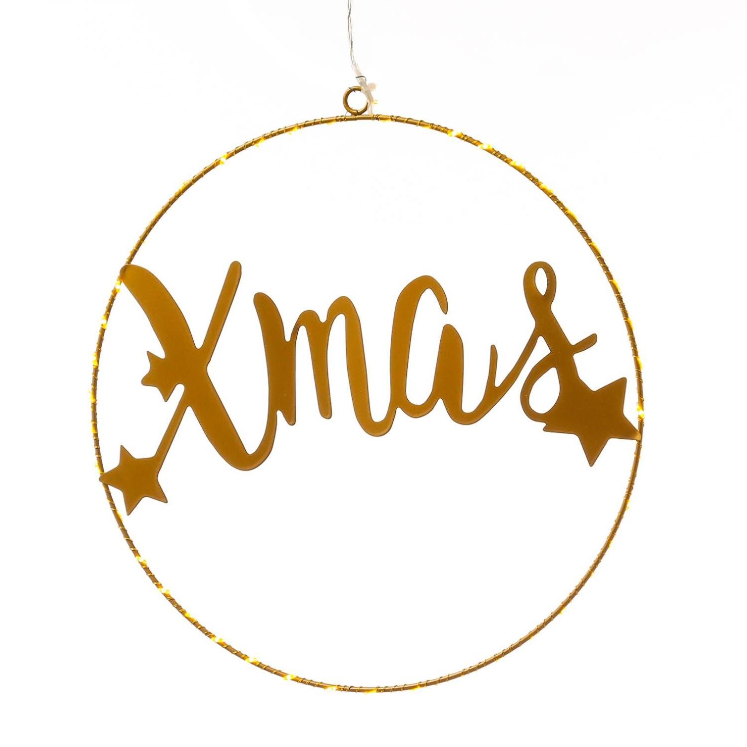 MARELIDA Dekokranz LED Lichtkranz XMAS Dekoring Türkranz 44LED D: 30cm für Innen gold