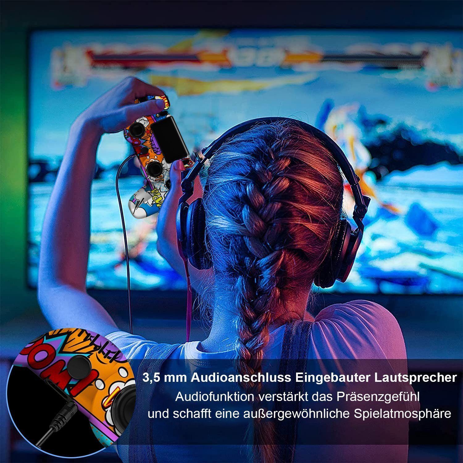 KINSI Wireless Gamepad, Controller, Bluetooth, für PS4 PlayStation 4-Controller (Doppelte Vibration, wiederaufladbare Batterie)