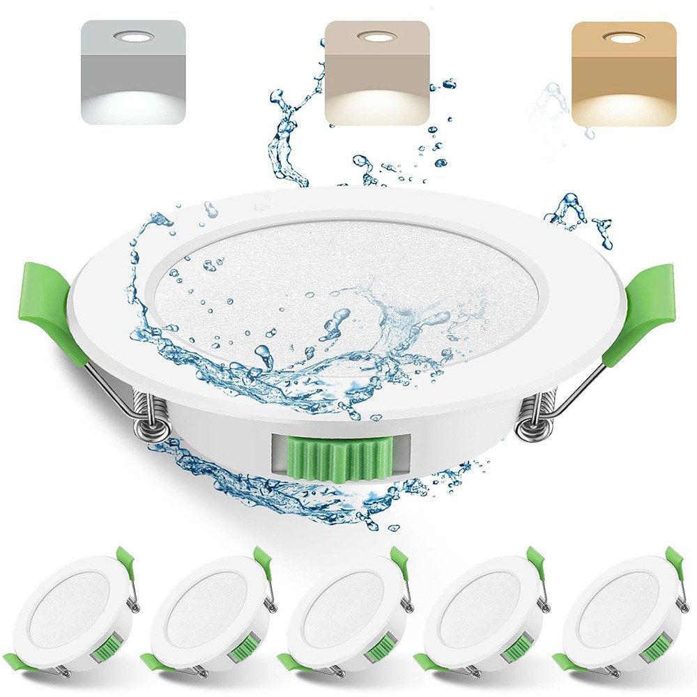 Lapalife LED Einbaustrahler Deckenleuchte Dimmbar Ultra Flach LED Spots, 3 Farbtemperatur, 6er Set, 7W LED, Kompakt Design, Für Wohnzimmer Küche Büro Gewerbe