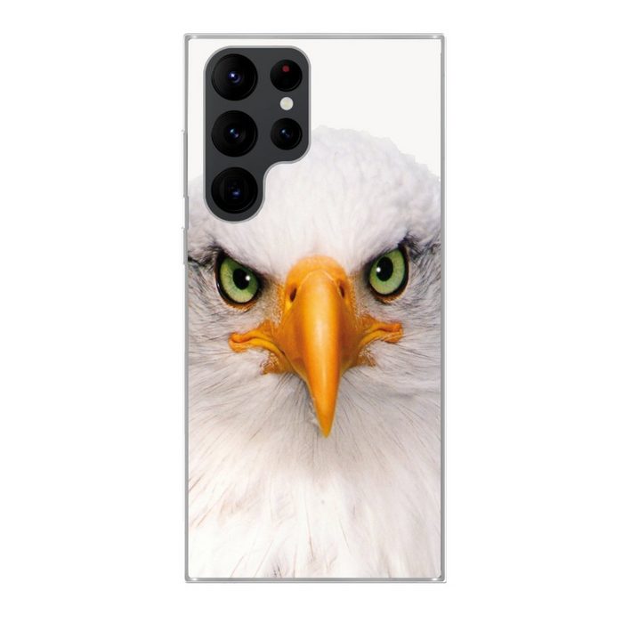 MuchoWow Handyhülle Jungen - Adler - Amerikanischer Weißkopfseeadler - Vogel - Porträt - Phone Case Handyhülle Samsung Galaxy S22 Ultra Silikon Schutzhülle