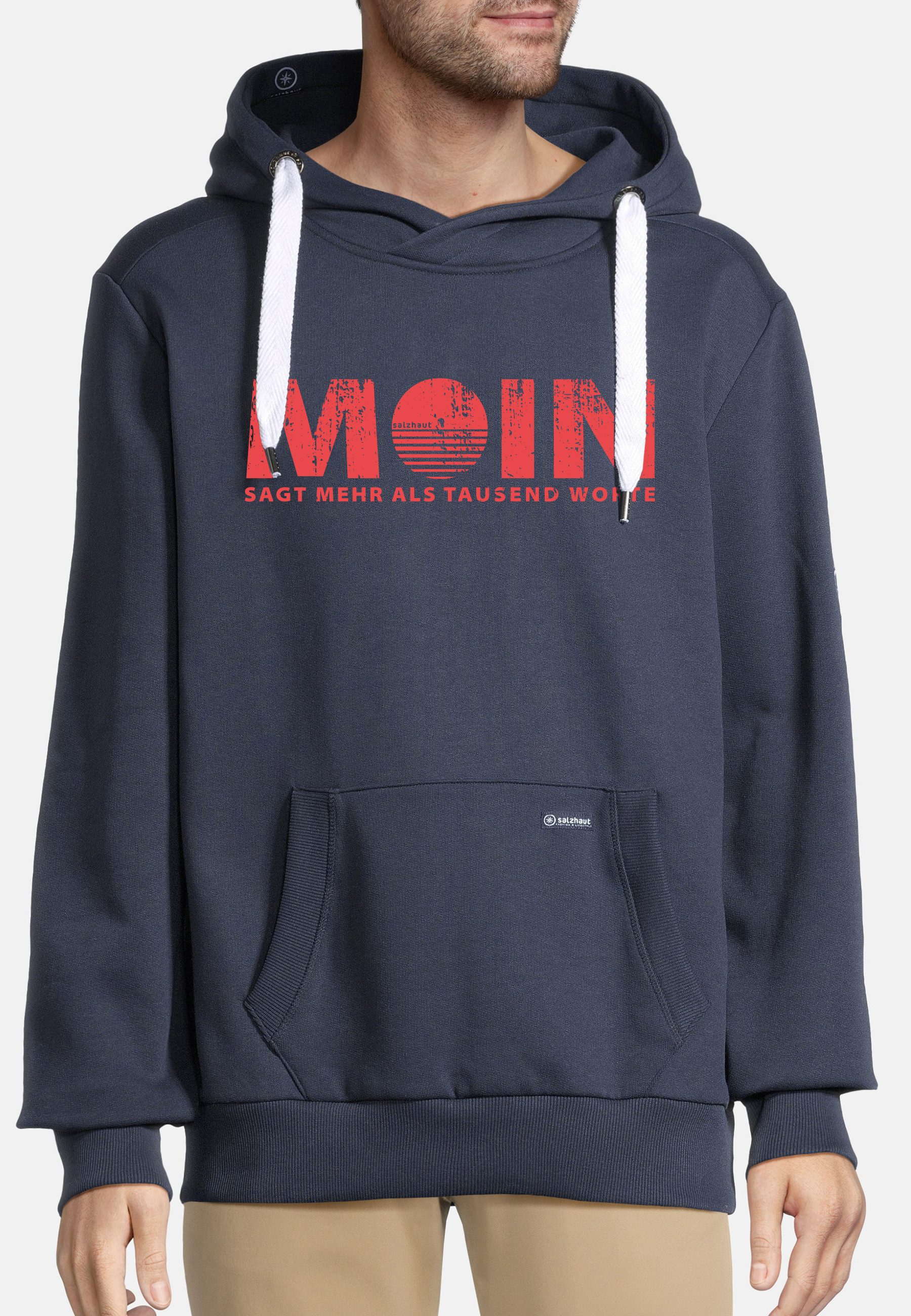 salzhaut Hoodie HEFF - MOIN sagt mehr als tausend Worte Herren salzhaut Kapuzenpullover – bequemer Fit und nordisch klares Design