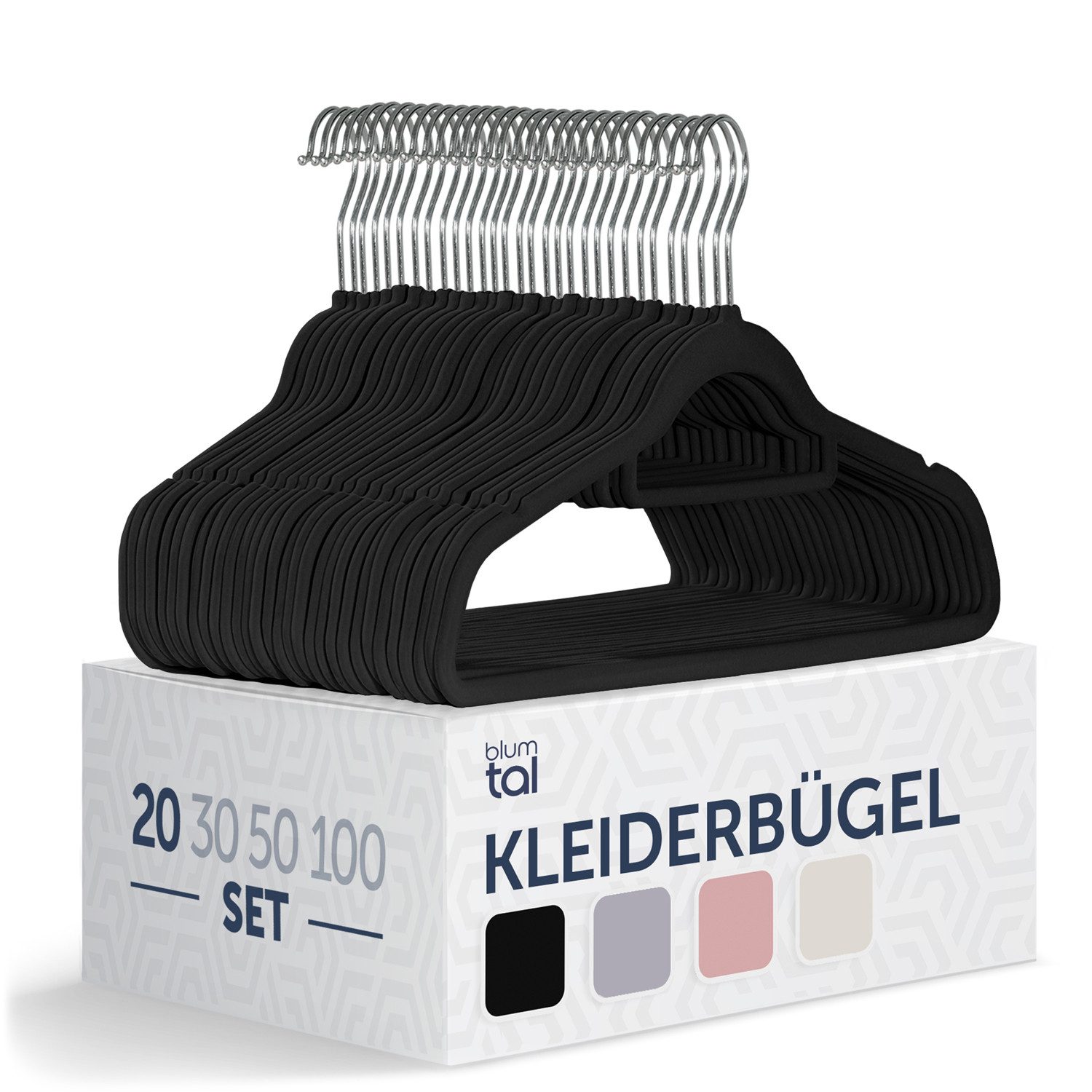Blumtal Kleiderbügel Rutschfest - Samtoptik - Platzsparend, (20-tlg), Premium inkl. Krawattenhalter, 360° drehbar, Anti-Rutsch Bügel