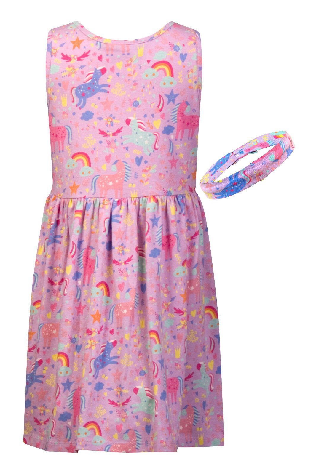 Girls® Jersey Einhorn Kleid happy girls mit Mädchen Happy Haarband A-Linien-Kleid