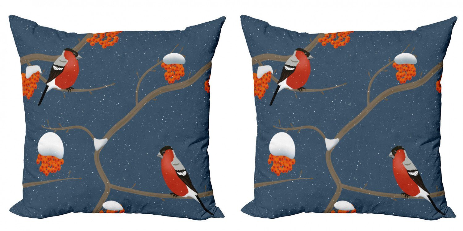 Abakuhaus (2 Kissenbezüge Accent Zweige Modern Snowy-Baum Stück), Digitaldruck, Eberesche Doppelseitiger Vögel