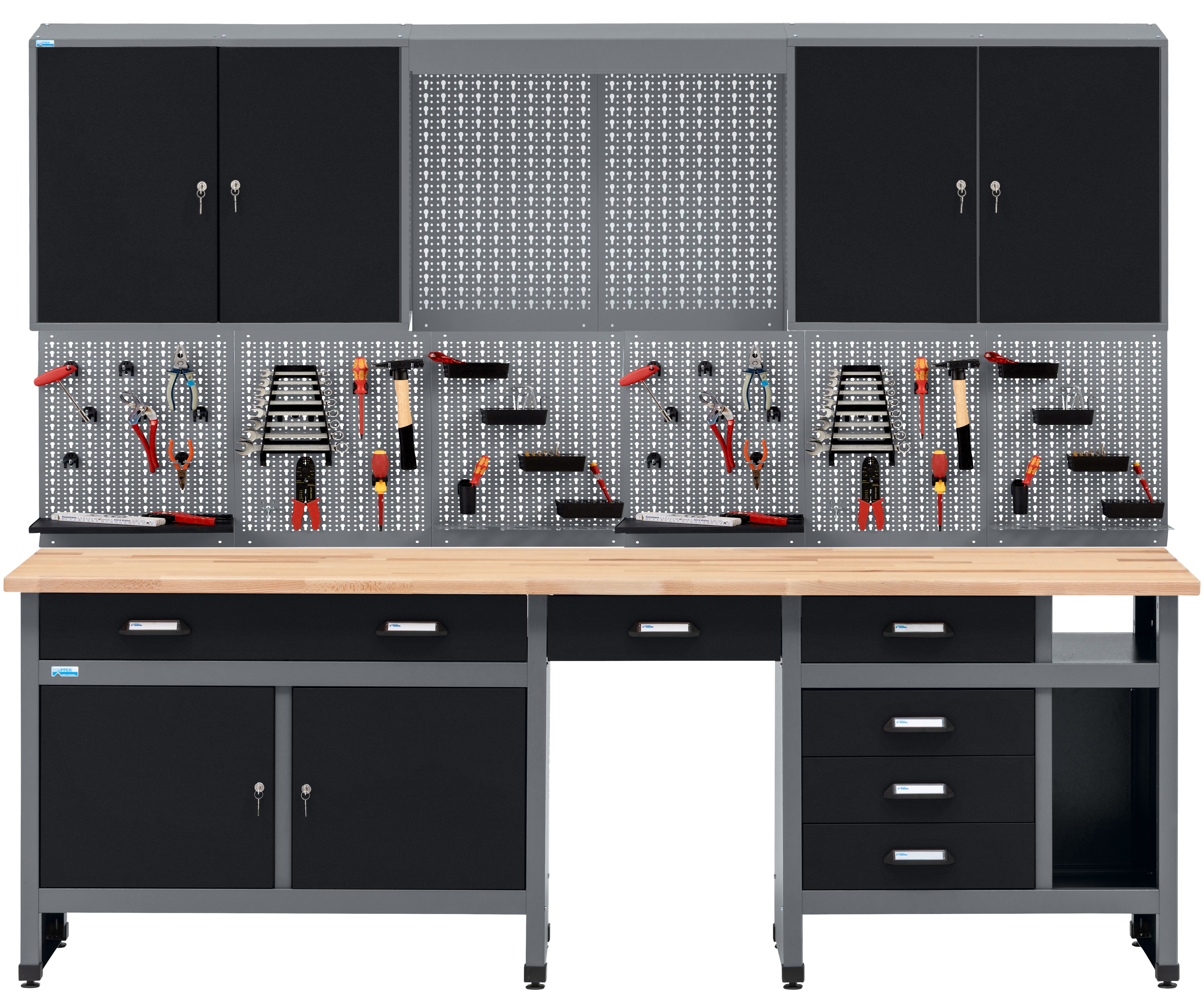 KÜPPER Werkstatt-Set 70412, (Spar-Set), 30 mm massive Vollbuchenarbeitsplatte