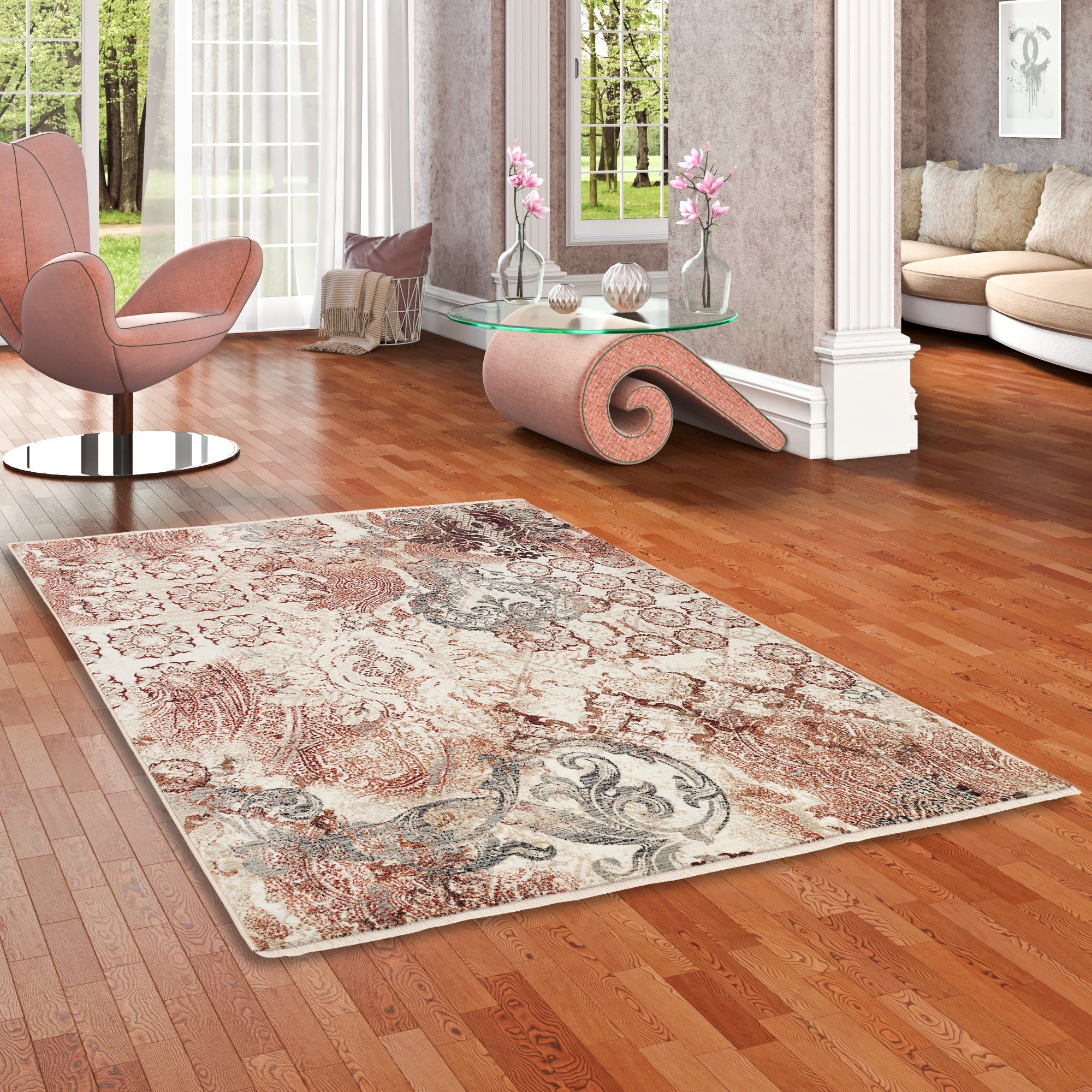 Pergamon Designteppich Designer Teppich Nia Vintage Barock Verlauf, Rechteckig, Höhe: 13 mm