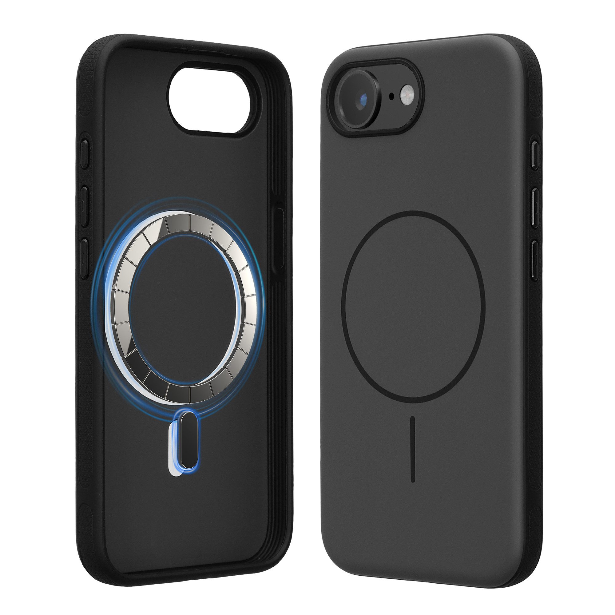kwmobile Smartphone-Hülle Stoßdämpfende Handyhülle für Apple iPhone 17e / iPhone 16e, TPU Bumper Hülle mit MagSafe - Dunkelgrau