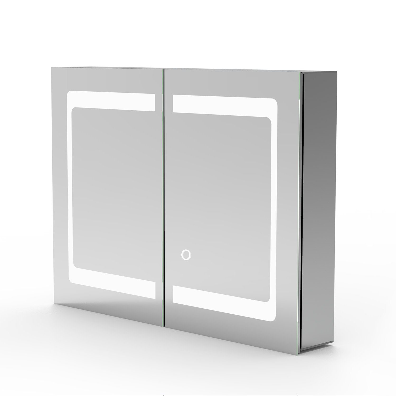 duschspa Badezimmerspiegelschrank LED Spiegelschrank 80×60 cm Touch Wandschalter, Aluminium Rasiersteckdose, Kalt/Neutral/Warmweiß, Dimmbar, Memory