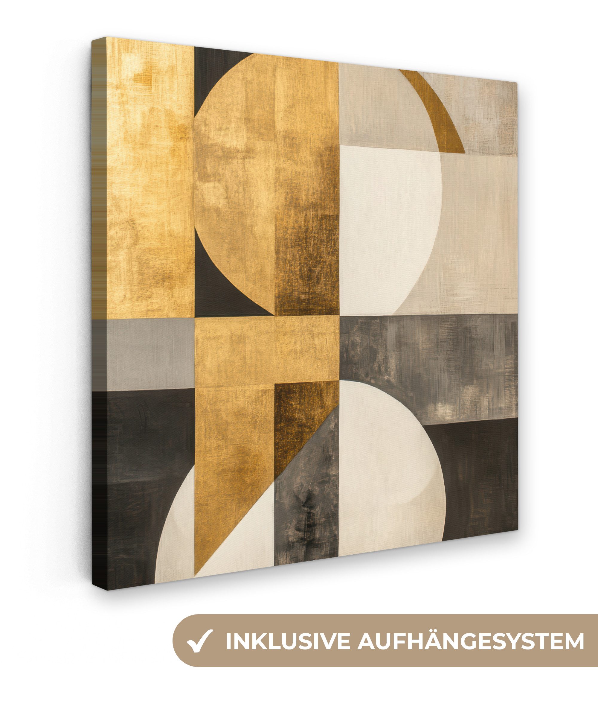OneMillionCanvasses® Leinwandbild Abstrakt - Gold - Grau - Formen - Geometr günstig online kaufen