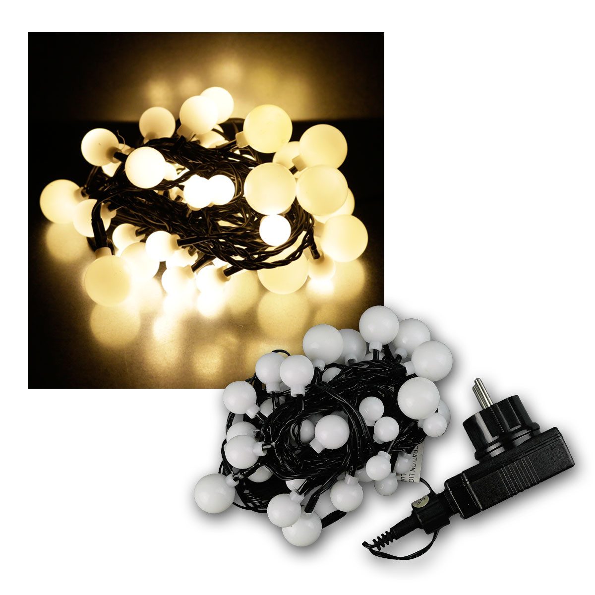 EGB LED-Lichterkette LED Lichterkette, 40 Kugeln warmweiß, IP44, 3m