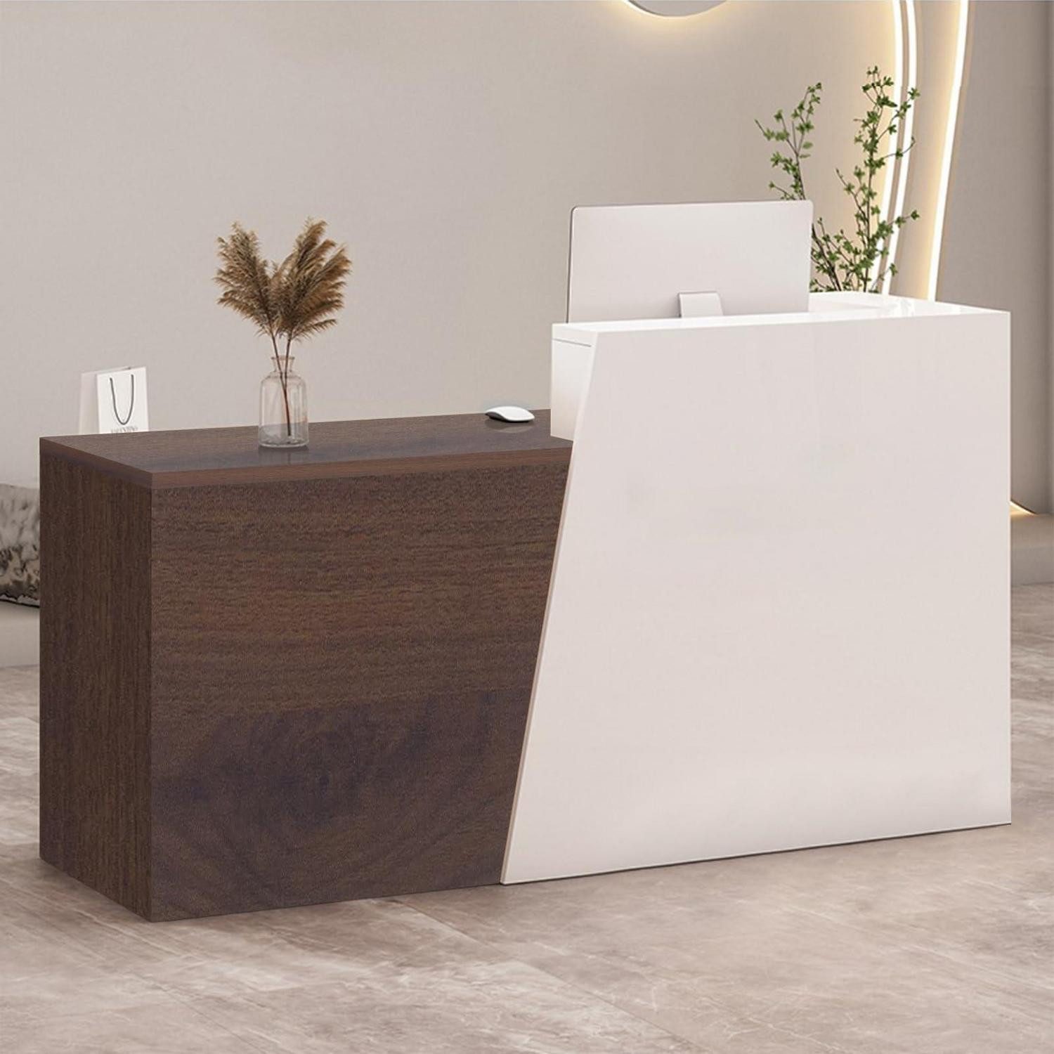 Empfangstheke Empfangstheke Kassentisch 230×42×100cm White + Dark Brown Right