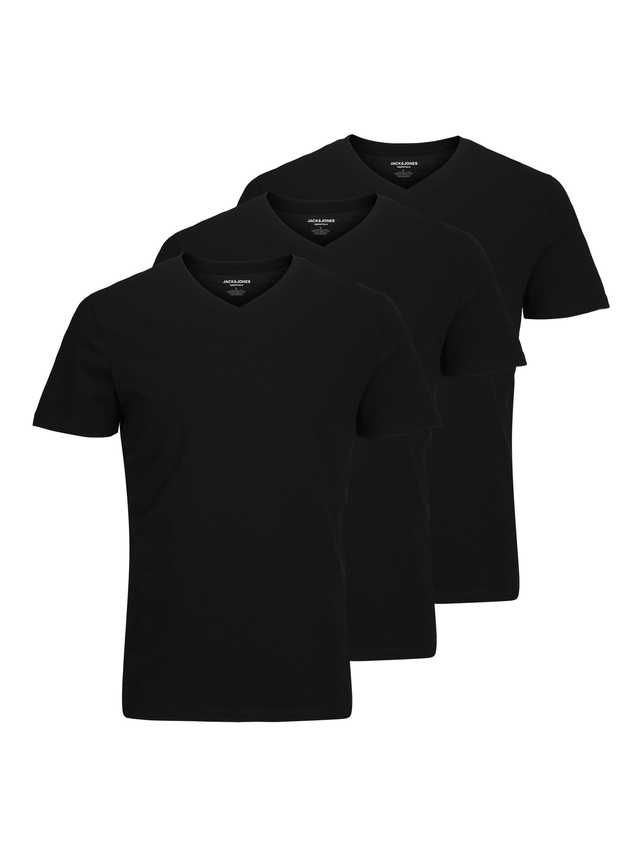 Jack & Jones V-Shirt JJEORGANIC BASIC TEE SS V-NECK 3PK MP (Packung, 3-tlg)
