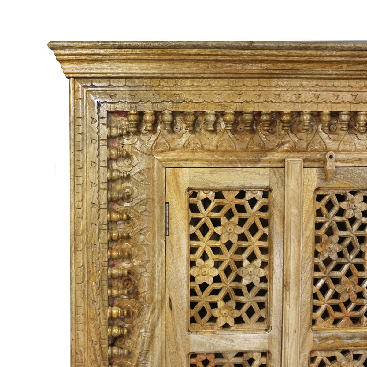 Oriental Galerie Mehrzweckschrank Holz Natur Schrank Amba Indien 190 cm Wohnzimmerschrank, Kleiderschrank, Flurschrank, Massivholzschrank