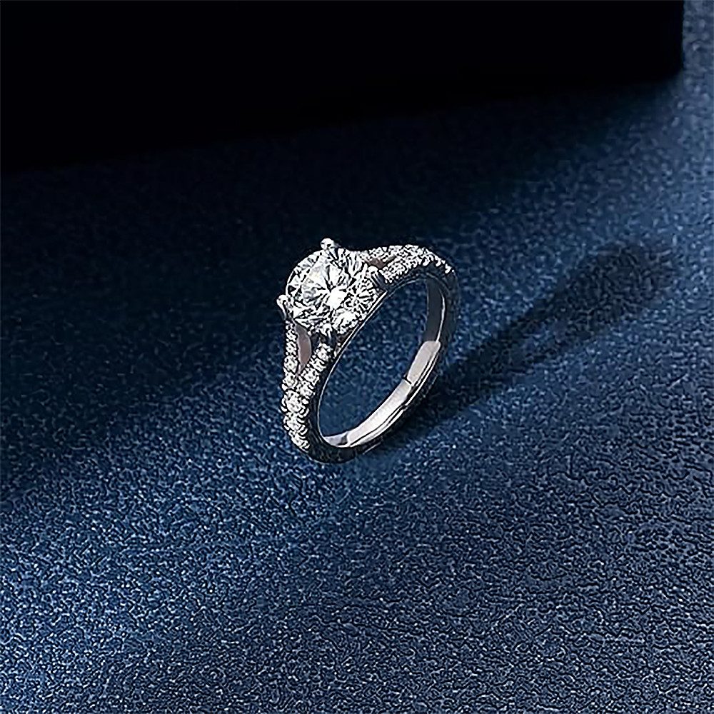 Jumpeak Diamantring Verlobungsring Damen,runder Diamant,Ring mit Stein,Schmuck Hochzeit, 2.1 CT Labordiamant,Farbe E,VS1,14K Gold,Frauen Geschenk,Brautset