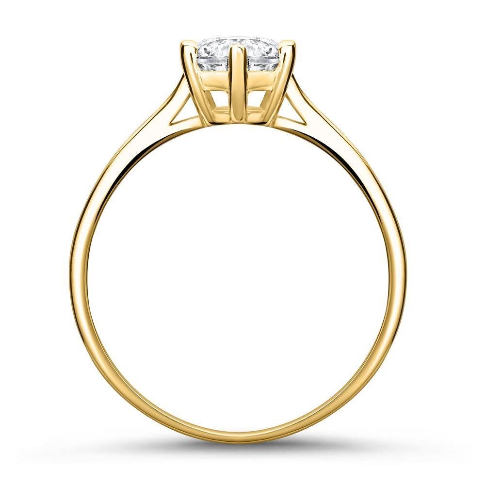JEWLIX Verlobungsring 375er Gelbgold mit Zirkonia in Krappenfassung VR0464