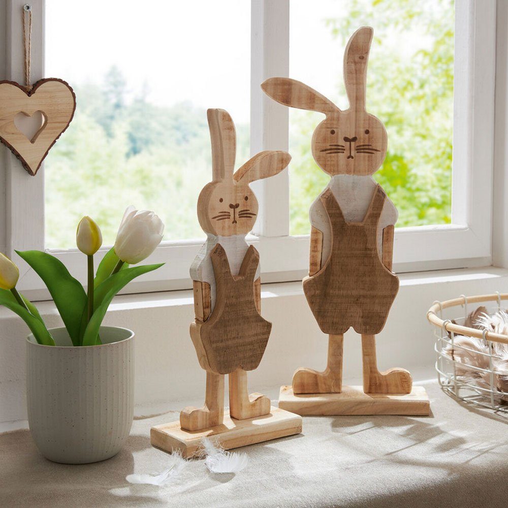 Figur Osterhase Osterdeko Natur Hase Osterhase Set Deko 2er Hase Oster Holz Home-trends24.de