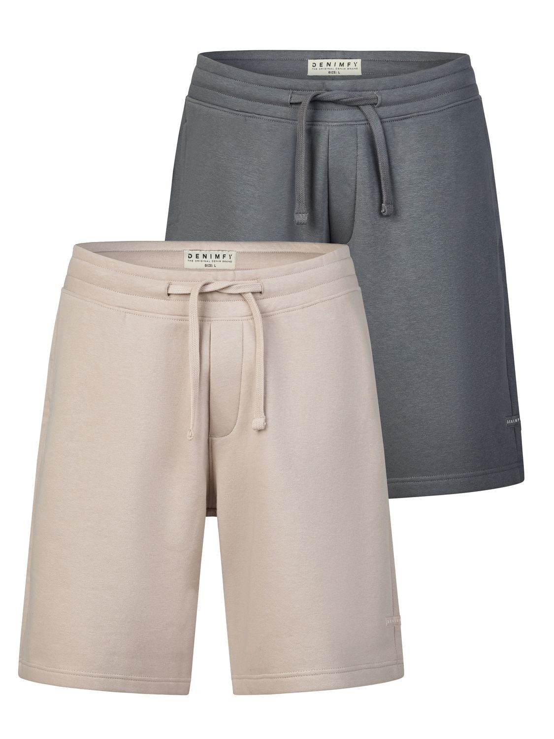 DENIMFY Sweatshorts Herren Sportshorts DFPablo 2er Pack Regular Fit Bermudashort mit Kordelzug