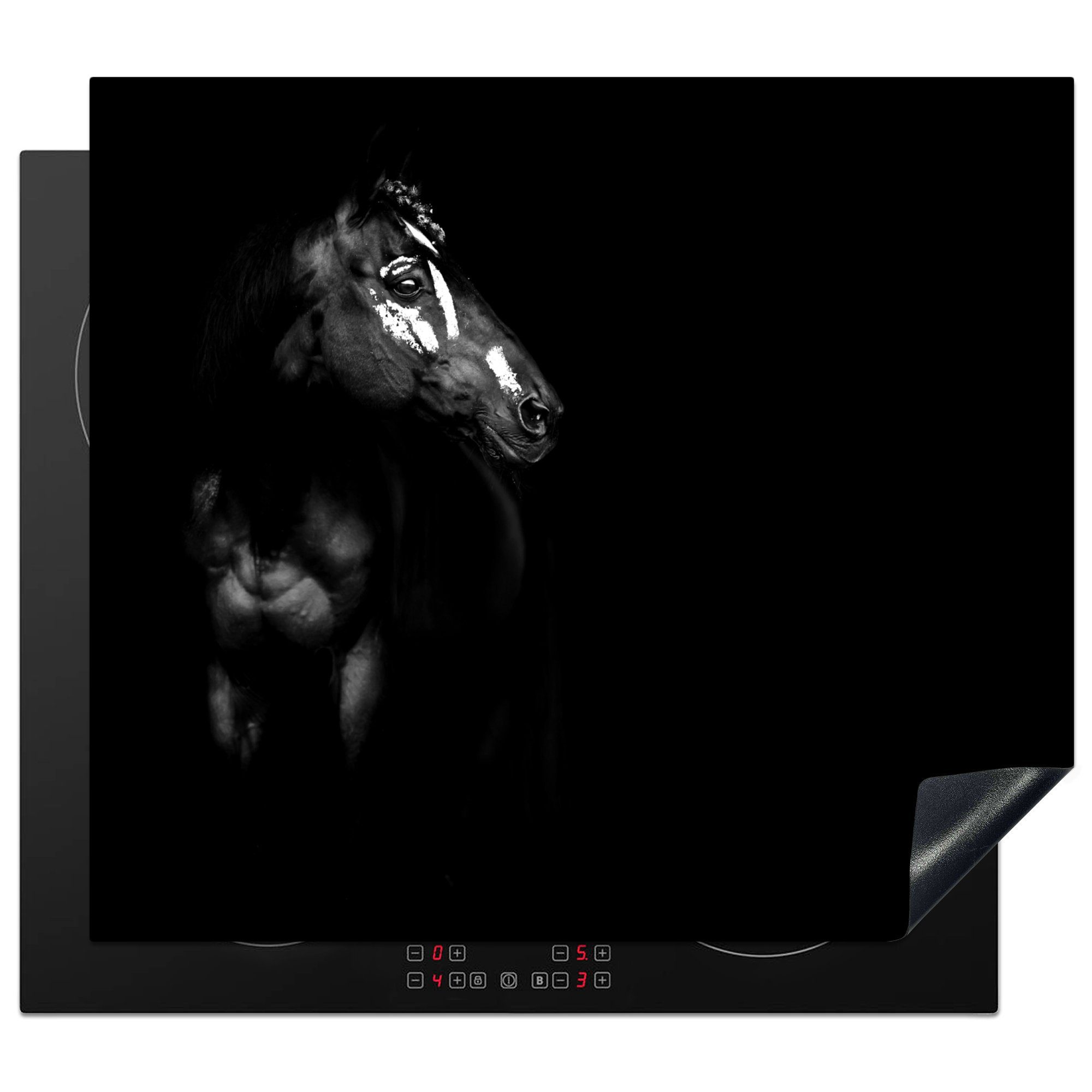 MuchoWow Herdblende-/Abdeckplatte Pferd - Flecken - Licht, Vinyl, (1 tlg), 59x52 cm, Ceranfeldabdeckung für die küche, Induktionsmatte