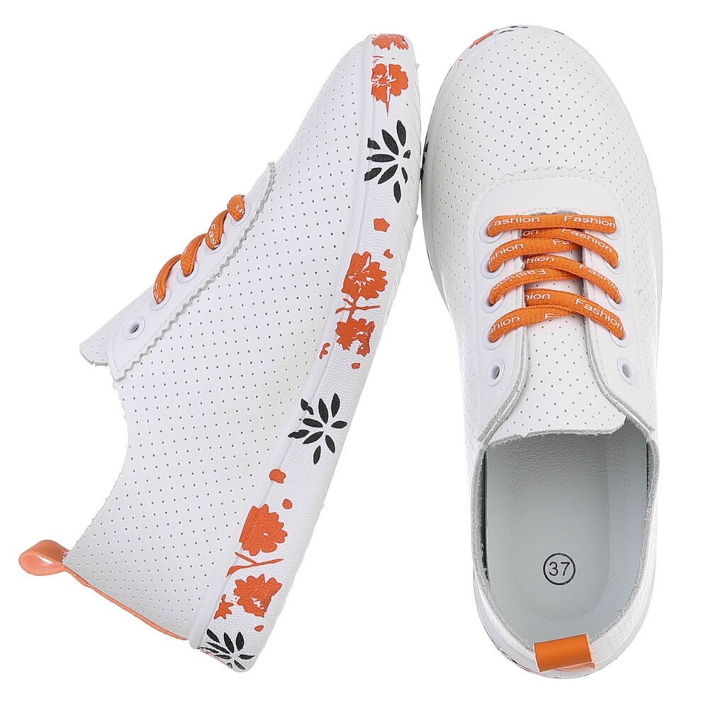 Ital-Design Stylischer Freizeitschuh mit floralem Sohlenrand Sneaker (91554302) Flach Sneakers Low in Weiß – Bild 2 von 5
