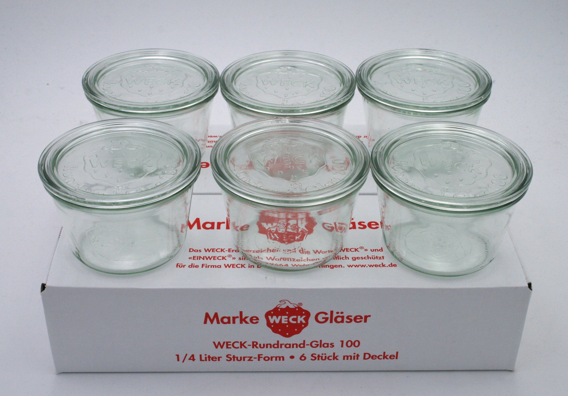 Einmachglas 6 Weck Einkochgläser Sturzform 370 ml RR 100 mit Deckel Nr.741