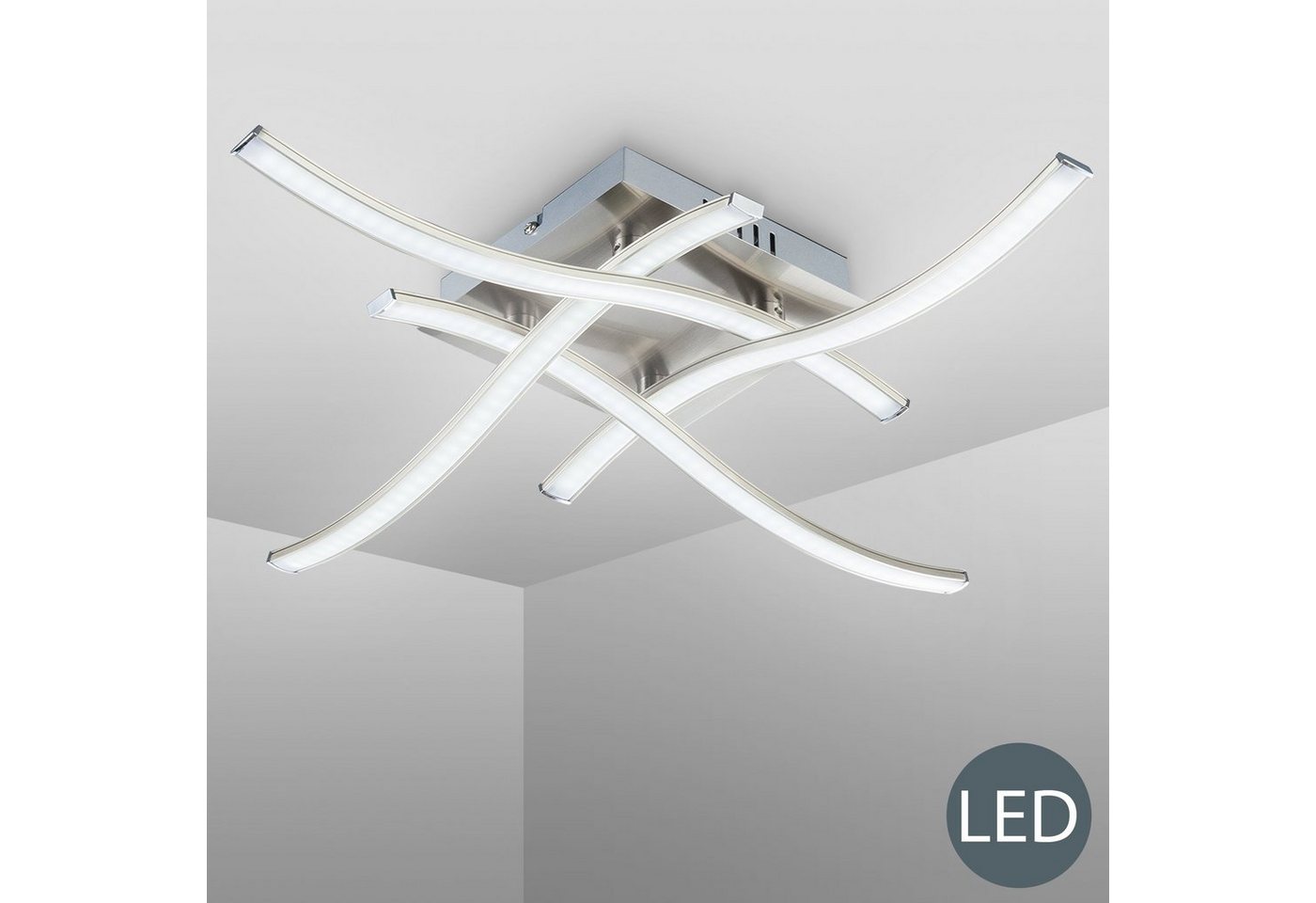 B.K.Licht LED Deckenleuchte »Virgo«, LED Design Deckenlampe Deckenstrahler modern Wohnzimmer matt-nickel inkl. 3,4W 350lm-HomeTrends
