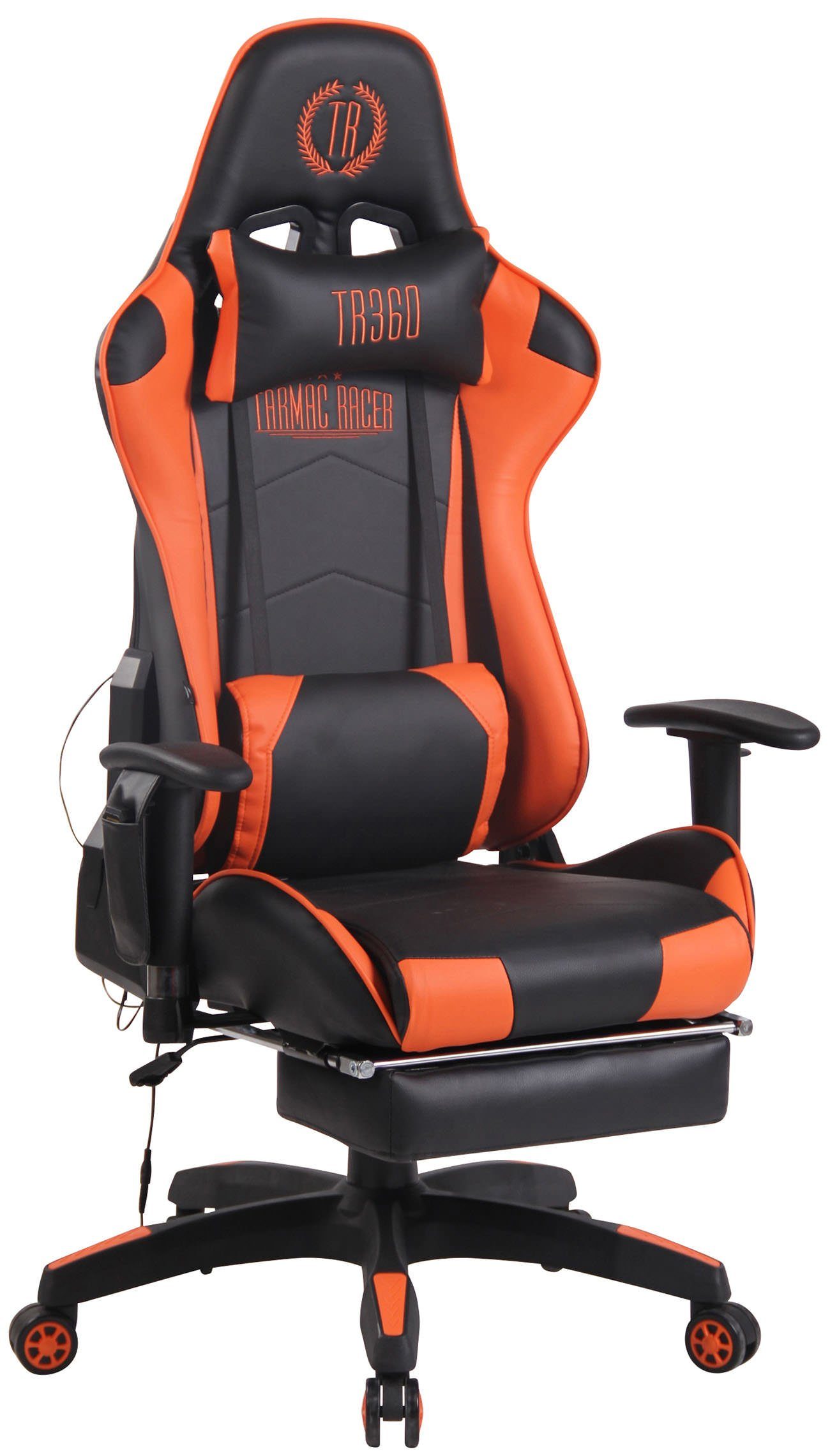 Gaming-Stuhl Gamingstuhl Racing Chair mit Fußstütze Orange PU Schreibtischstuhl 