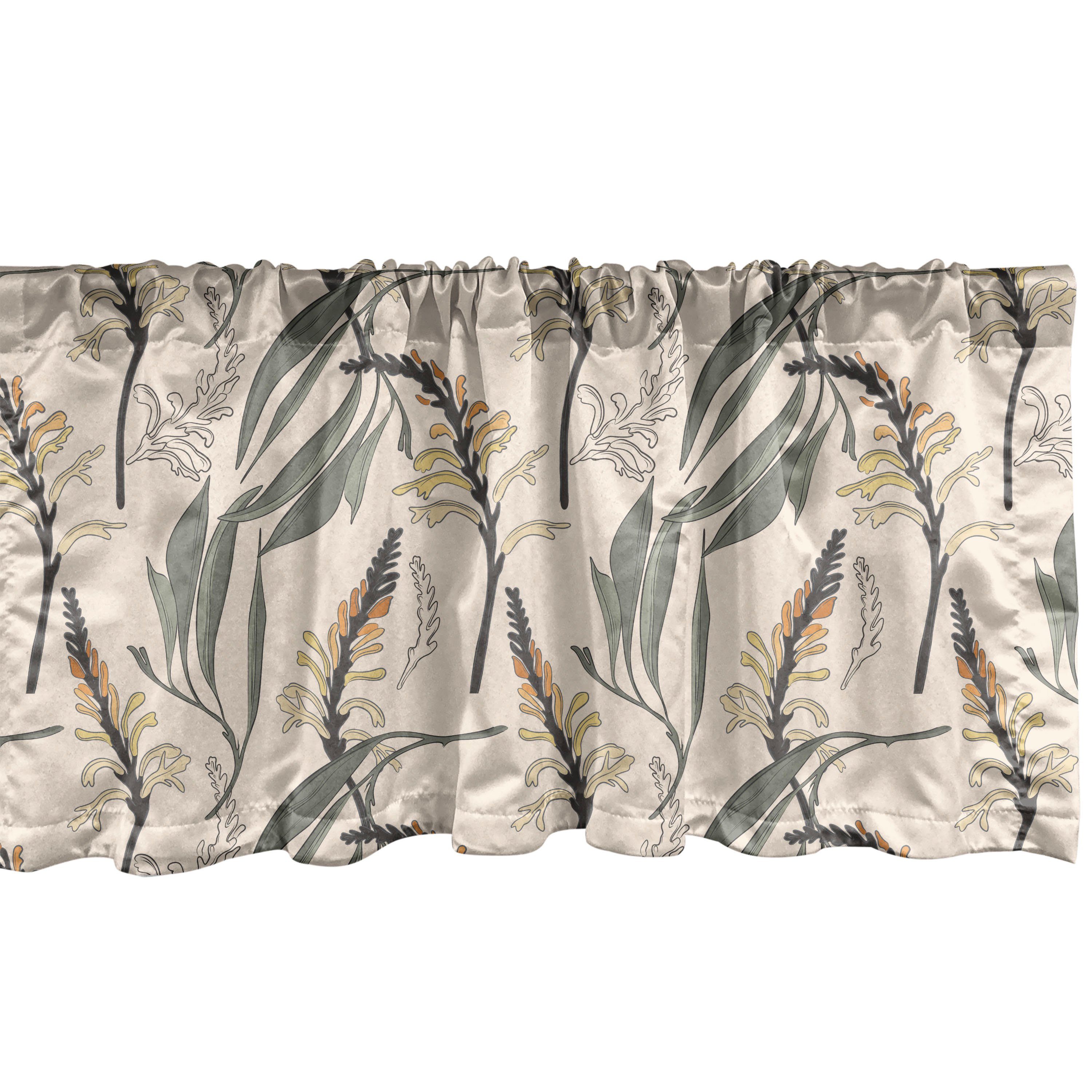 Scheibengardine Vorhang Volant für Küche Schlafzimmer Dekor mit Stangentasche, Abakuhaus, Microfaser, Botanisch Tropical-Blüten-Muster