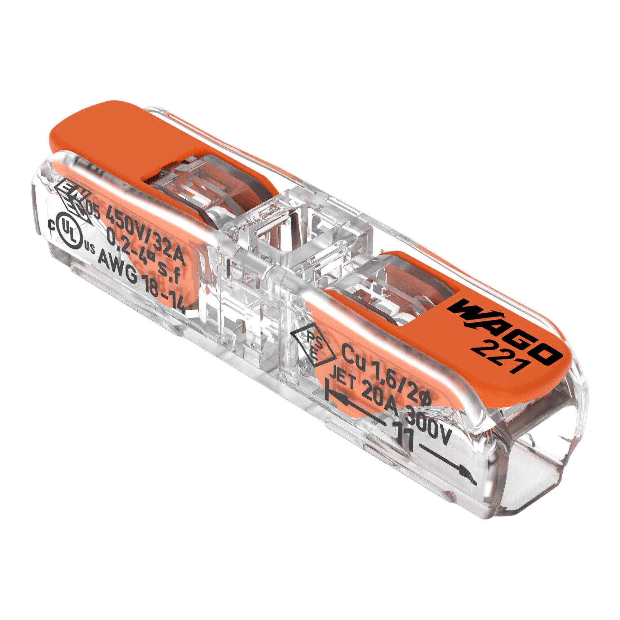 WAGO Koax-Kabelverbinder Wago Durchgangsverbinder mit Hebel 221-2411 60 Stk