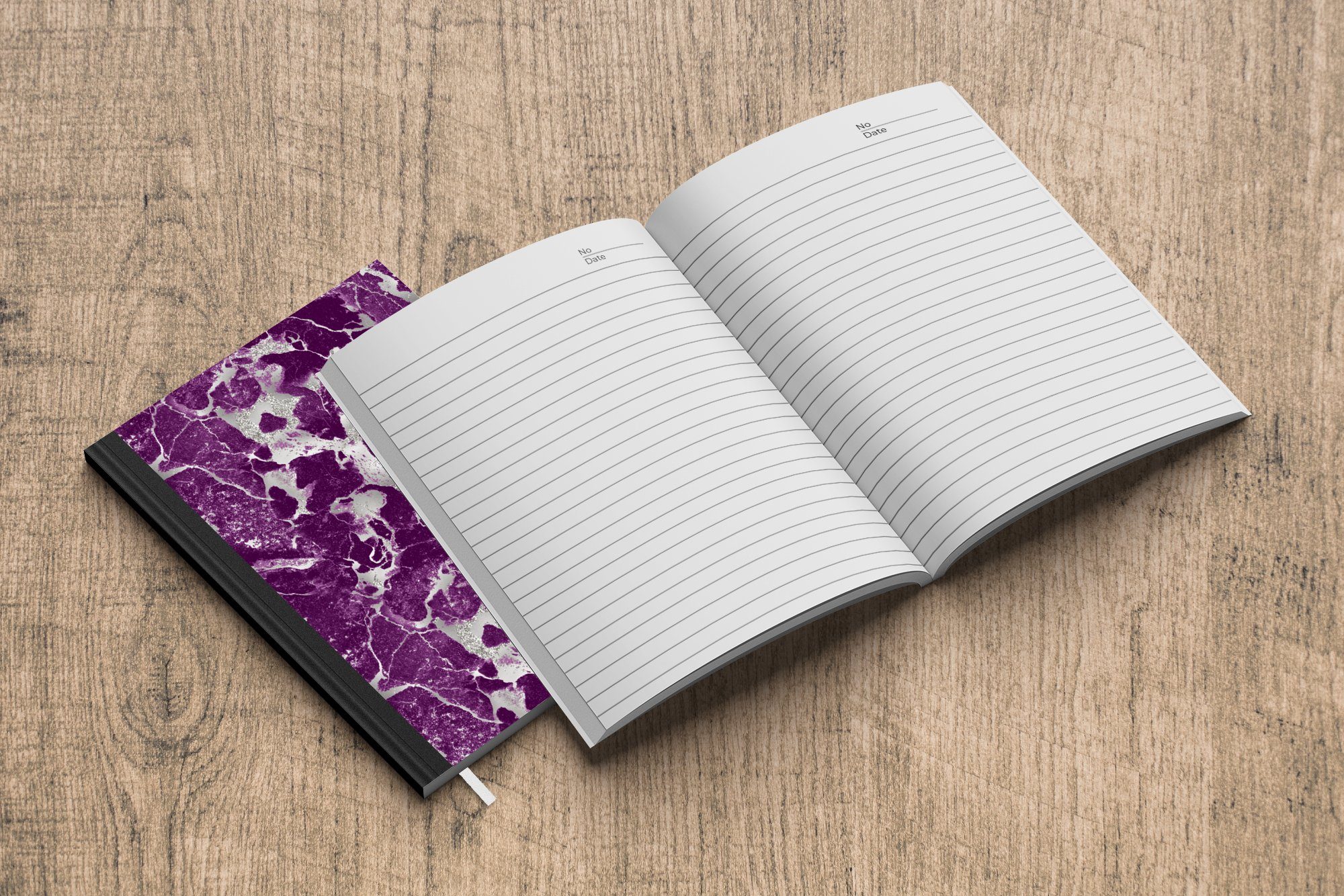 MuchoWow Notizbuch Marmor - Glitter 98 Journal, Merkzettel, Muster, A5, Lila Haushaltsbuch - Seiten, Notizheft, - Tagebuch