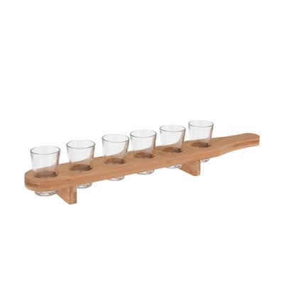 HTI-Living Schnapsglas Schnapsgläser mit Servierbrett 40 ml 7er Set, Glas/Holz, Servierbrett Partygeschirr