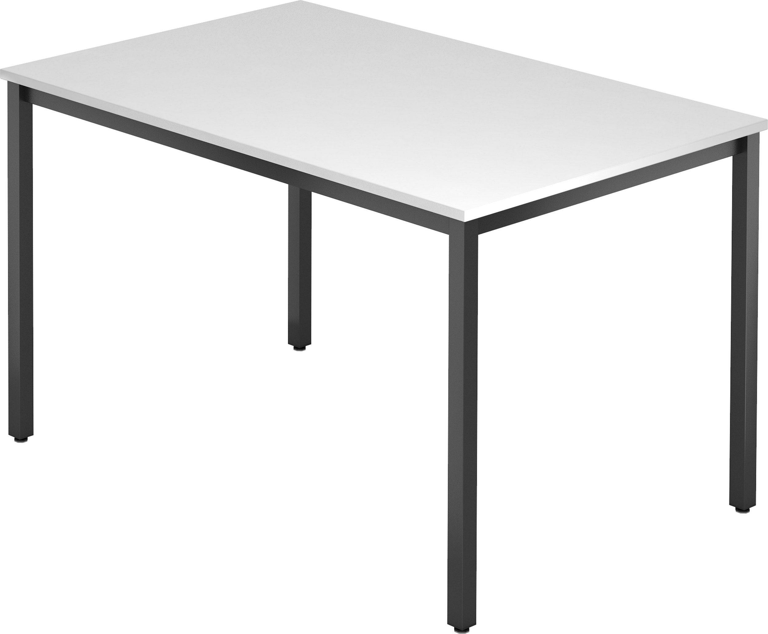 bümö Konferenztisch »Besprechungstisch Serie-D«, Rechteck: 120x80 cm -  Dekor: Weiß - Gestell: Vierkantrohr schwarz